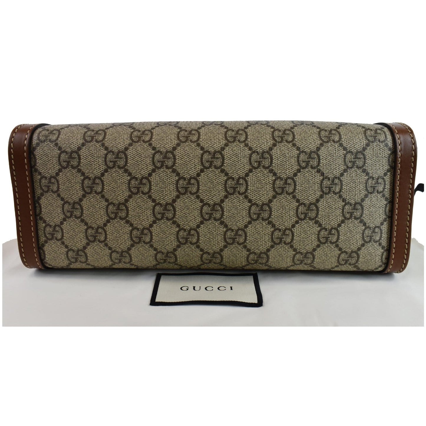 GUCCI Padlock Small GG Supreme Canvas Shoulder Bag Beige/Ebony 498156