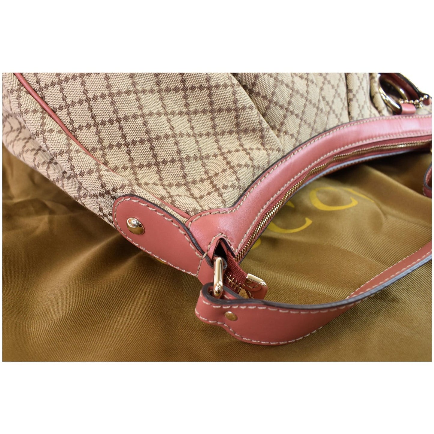 GUCCI Medium Sukey Diamante Canvas Hobo Bag Beige 232955