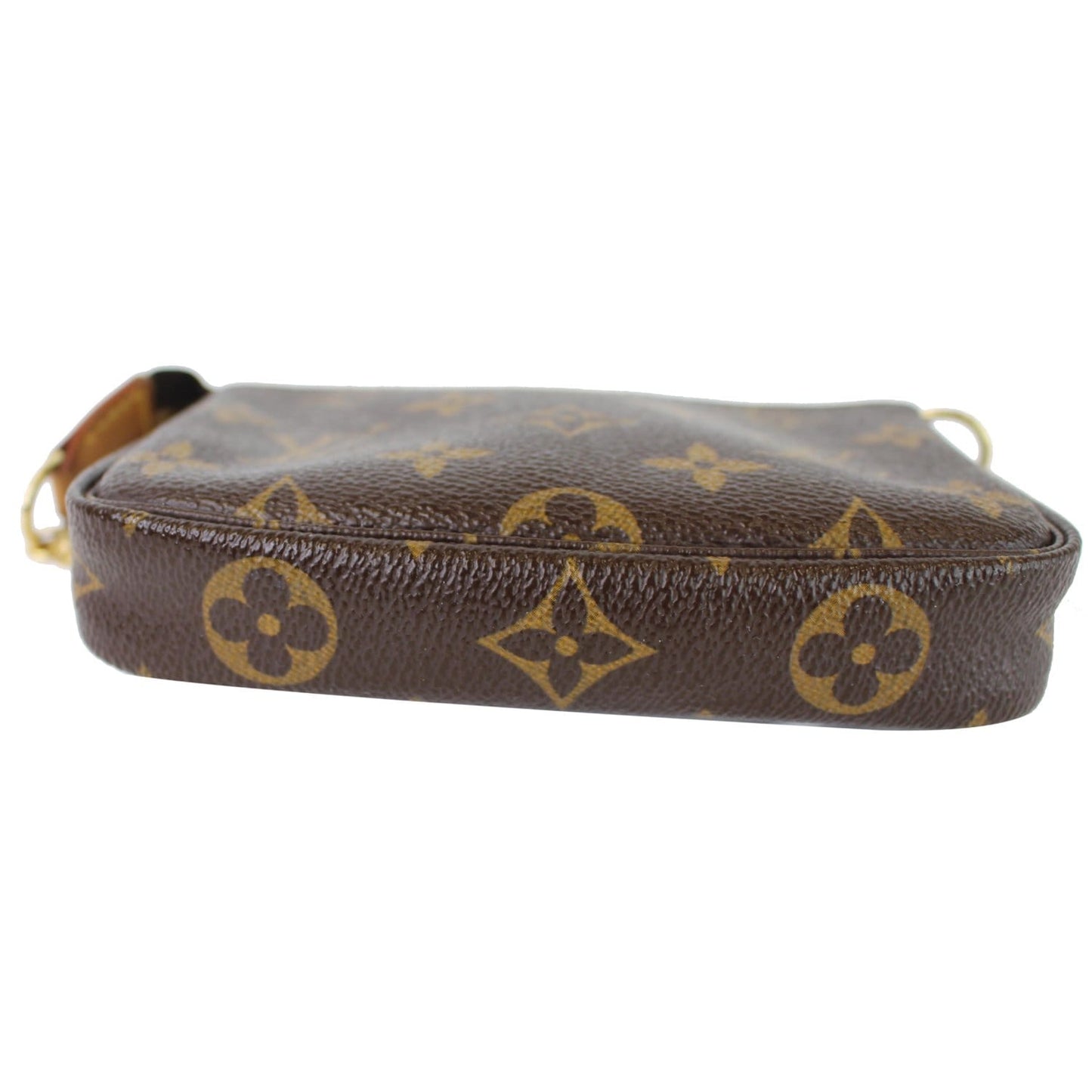 LOUIS VUITTON Mini Pochette Monogram Canvas Accessories Pouch Brown