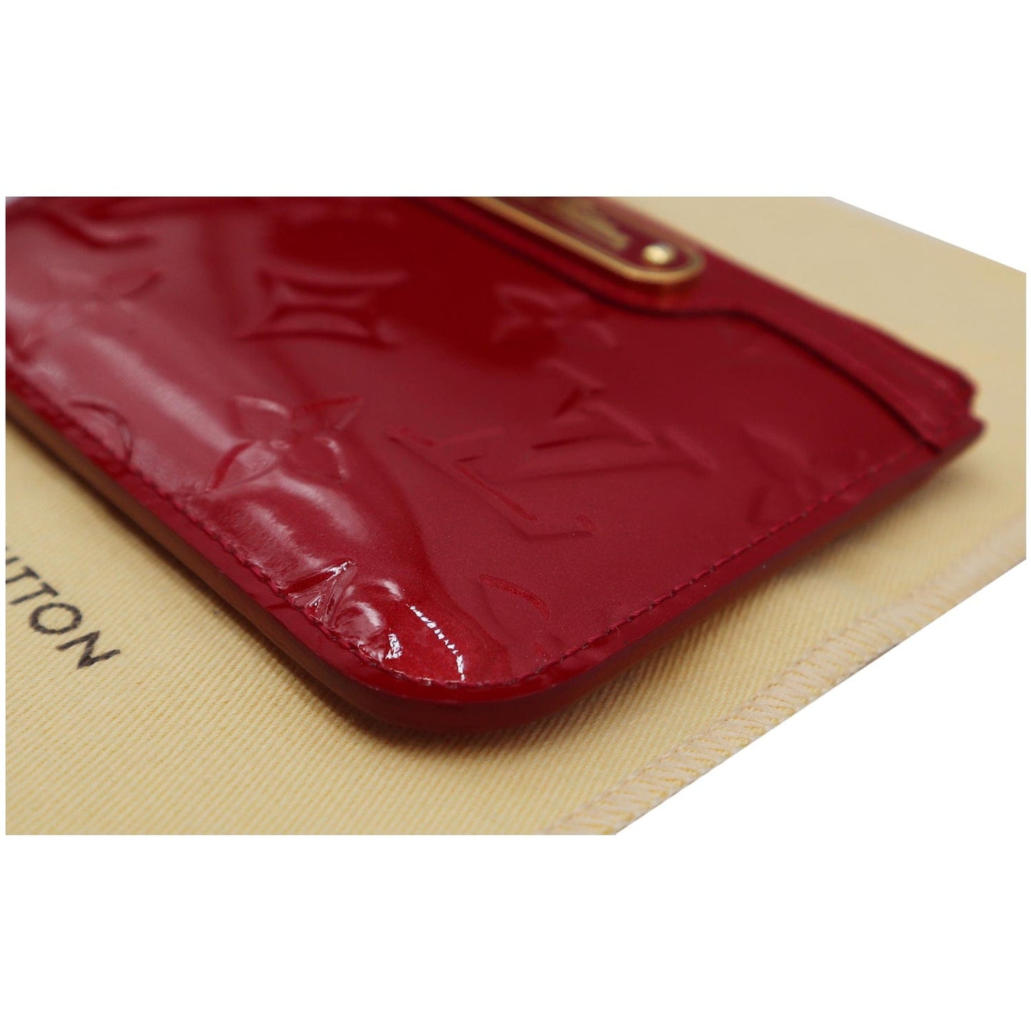 LOUIS VUITTON Pochette Key Cles Monogram Vernis Coin Case Red