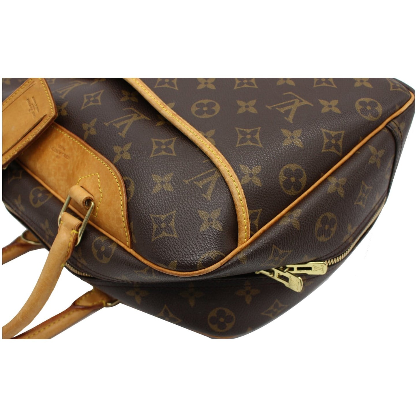 LOUIS VUITTON Deauville Boston Monogram Canvas Satchel Bag Brown