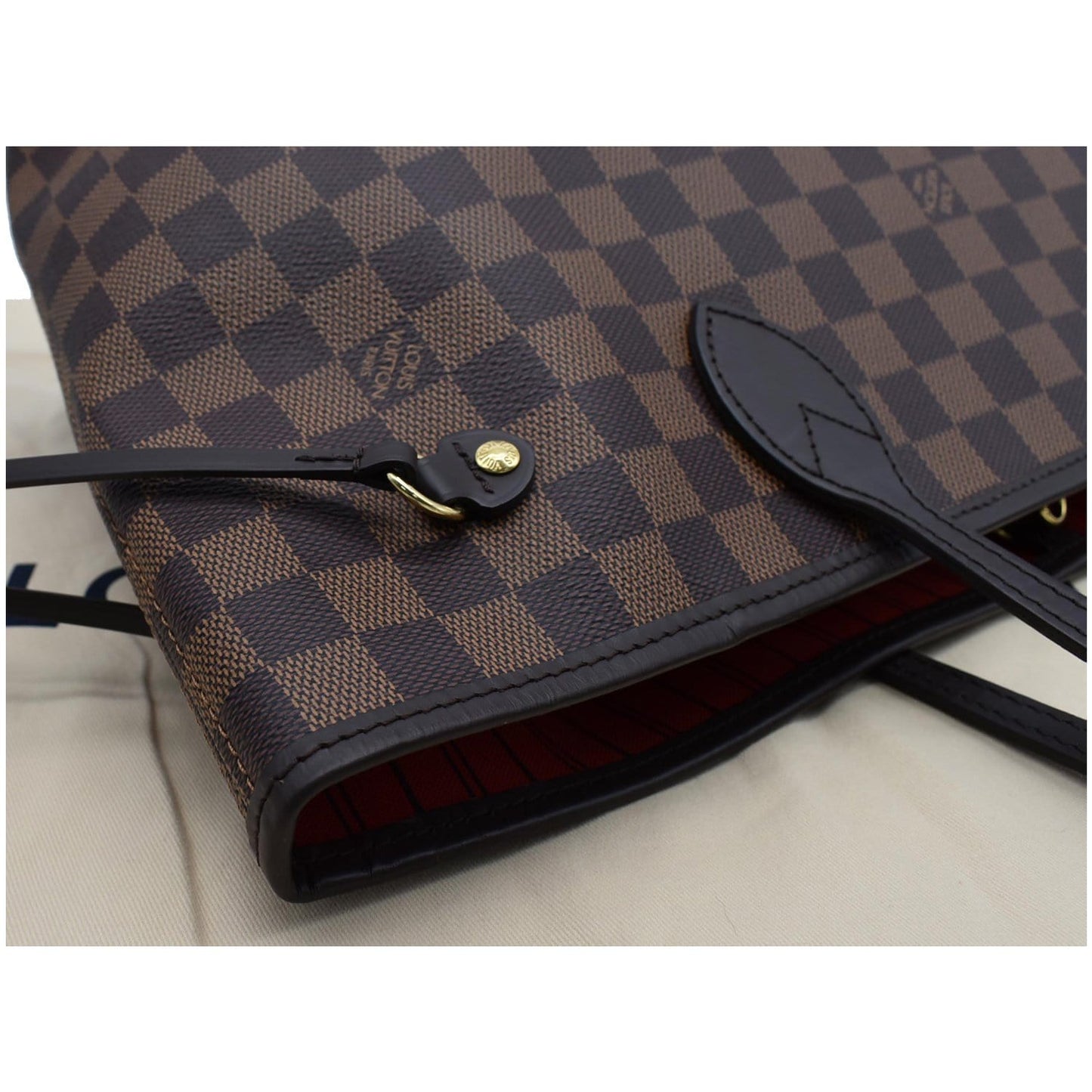 LOUIS VUITTON Neverfull MM Damier Ebene Tote Bag Brown