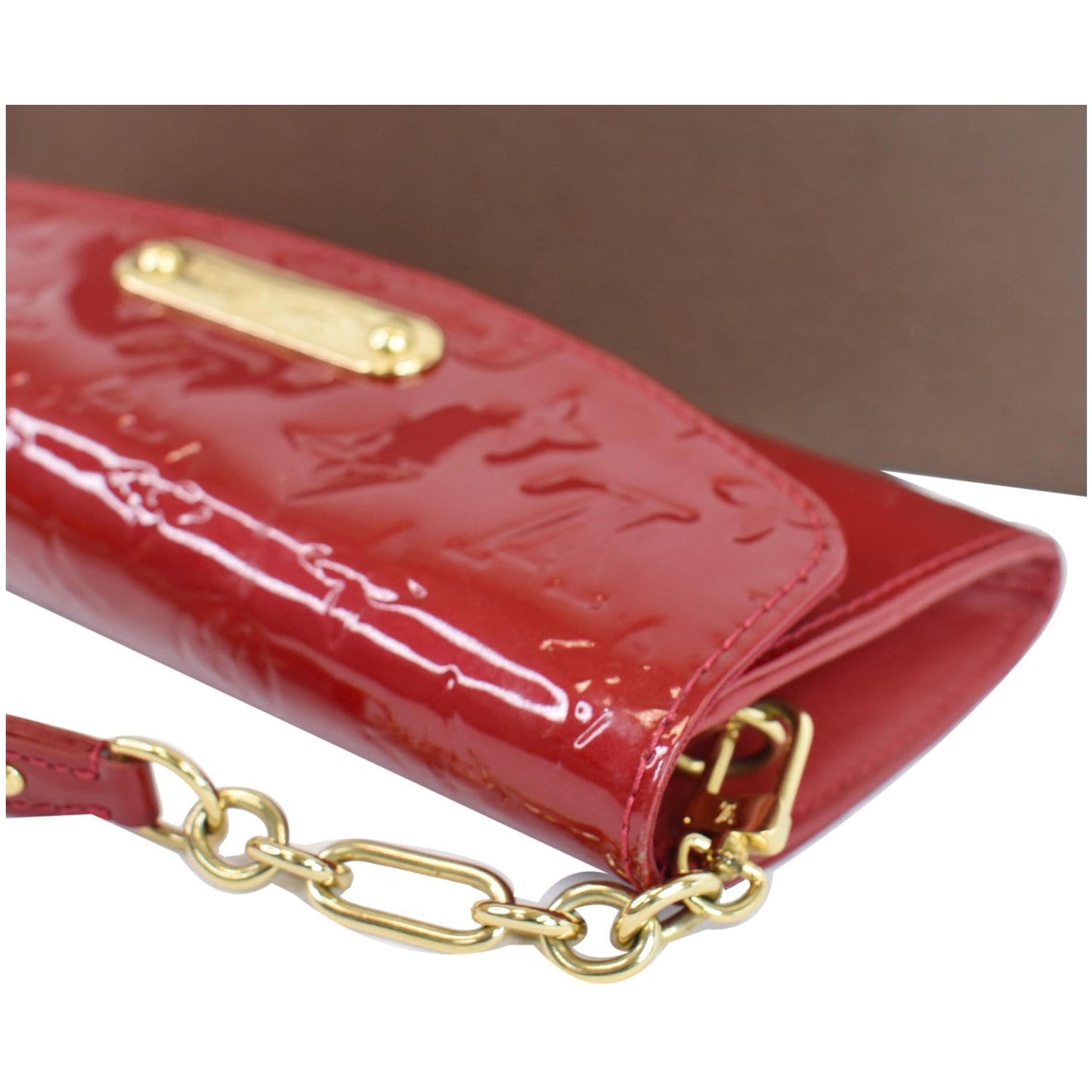 LOUIS VUITTON Sunset Boulevard Monogram Vernis Shoulder Bag Red