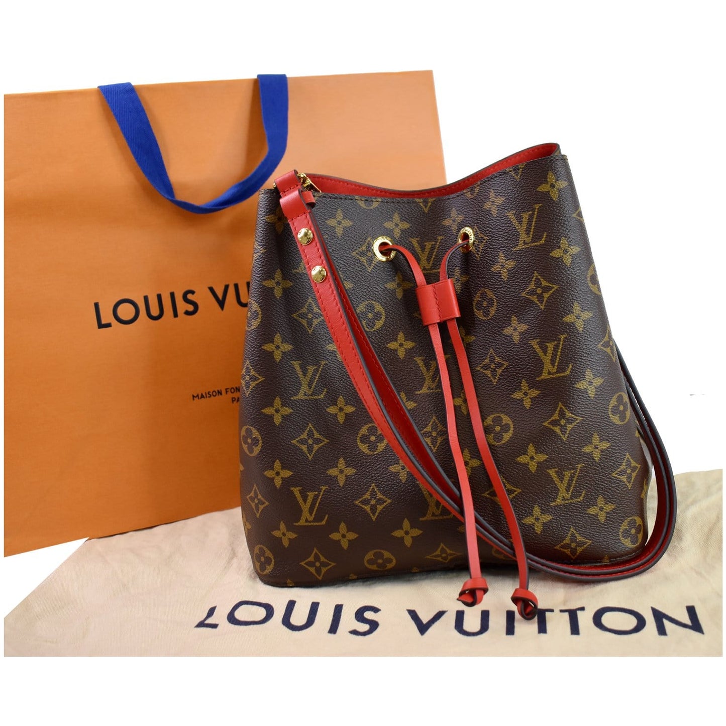 LOUIS VUITTON Neonoe Monogram Canvas Shoulder Bag Coquelicot