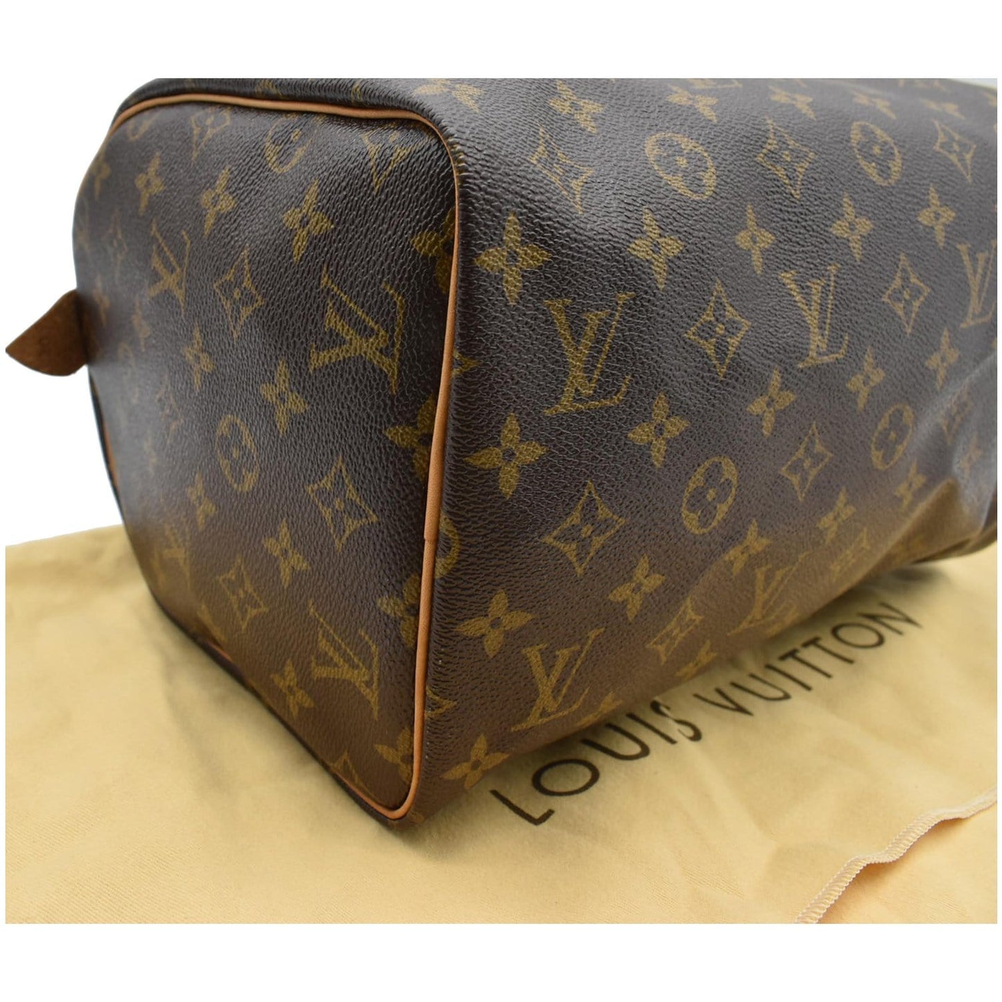 LOUIS VUITTON Speedy 30 Monogram Canvas Satchel Bag Brown