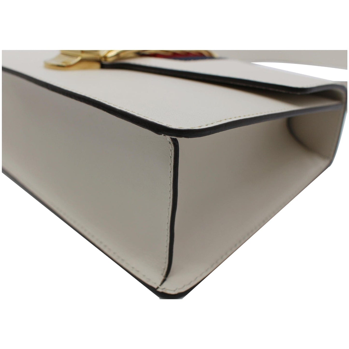 GUCCI Sylvie Small Calfskin Top Handle Bag White 421828