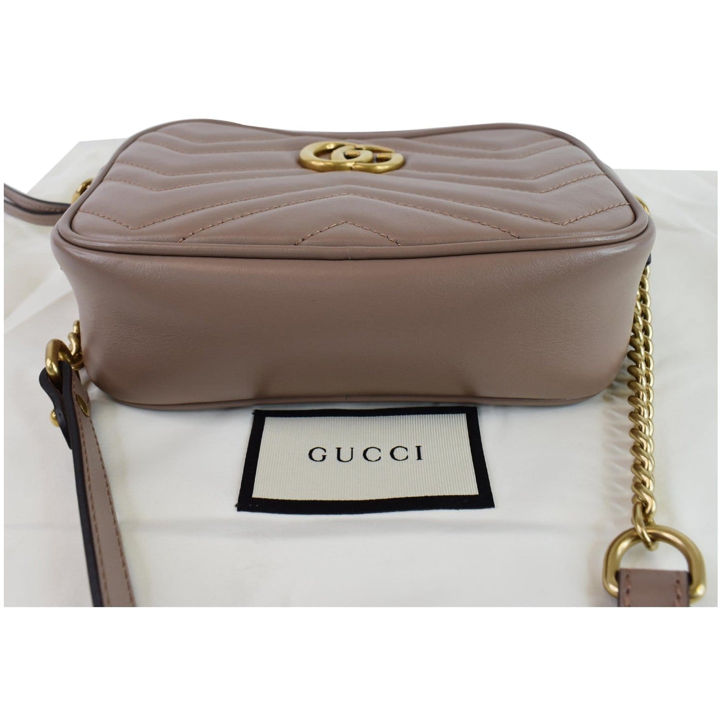 GUCCI GG Marmont Matelasse Mini Leather Crossbody Bag Dusty Pink 448065