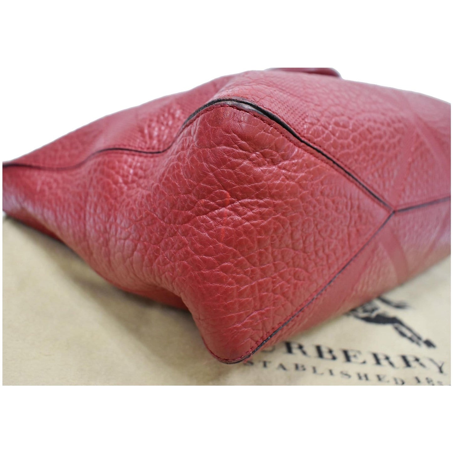 BURBERRY Dewsbury Medium Grain Check Embossed Tote Bag Red
