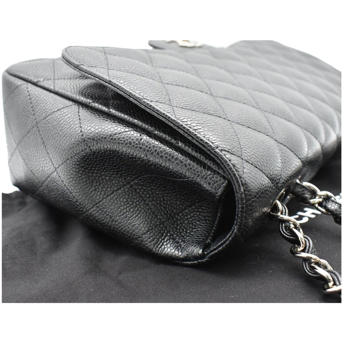 CHANEL Jumbo Classic Single Flap Caviar Leather Shoulder Bag Black