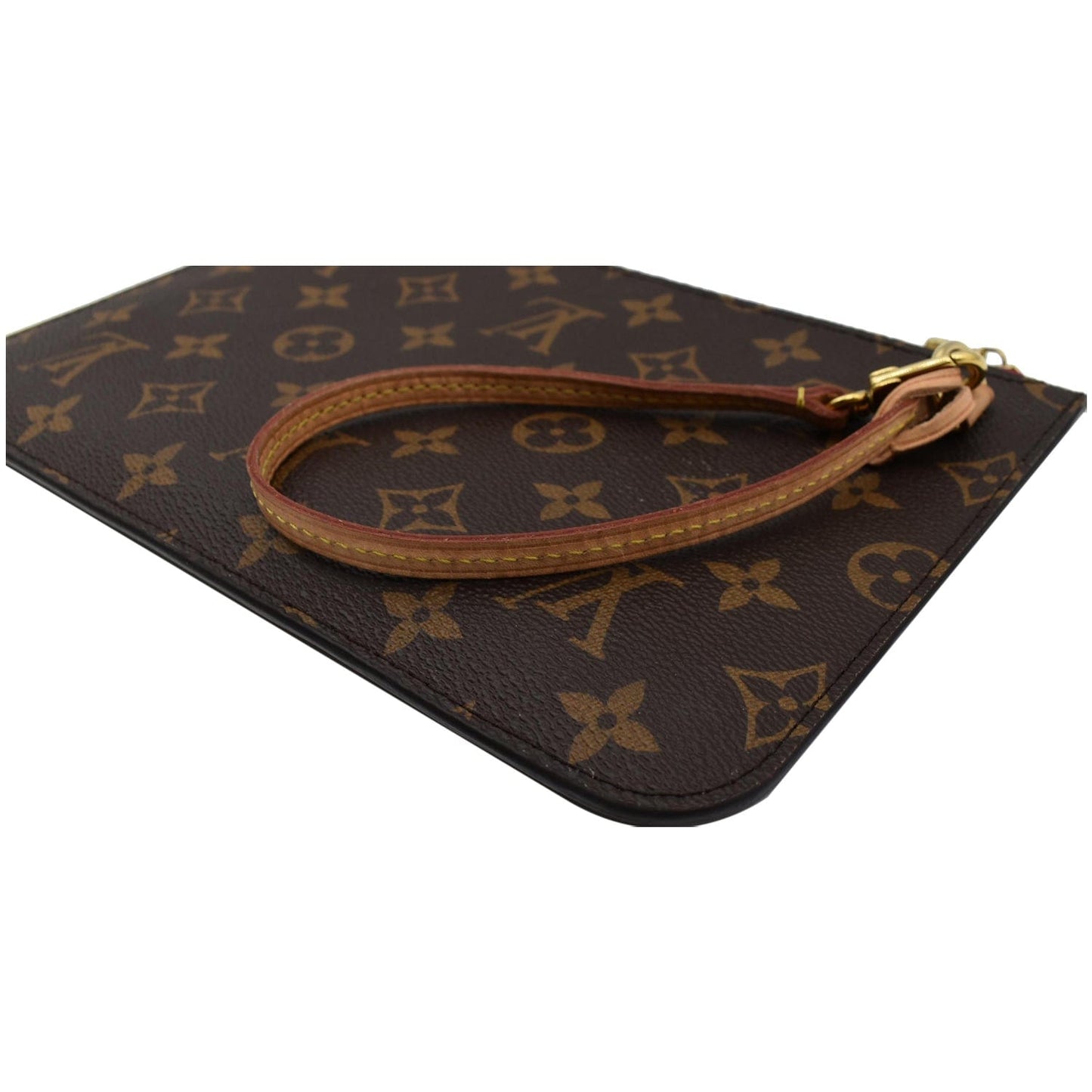 LOUIS VUITTON Neverfull MM Monogram Canvas Pochette Wristlet Pouch Brown