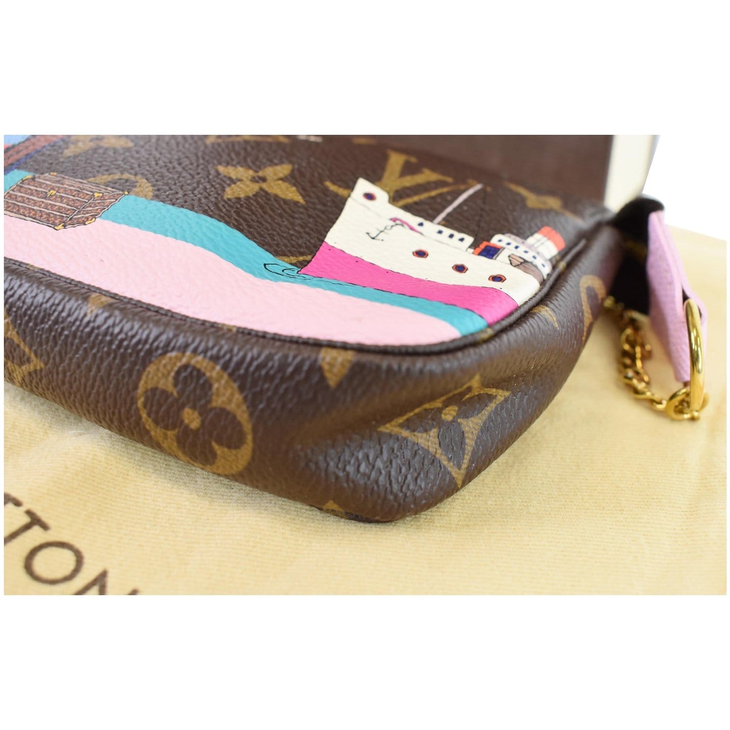 LOUIS VUITTON Animation Pochette Monogram Canvas Accessoires Pouch Brown