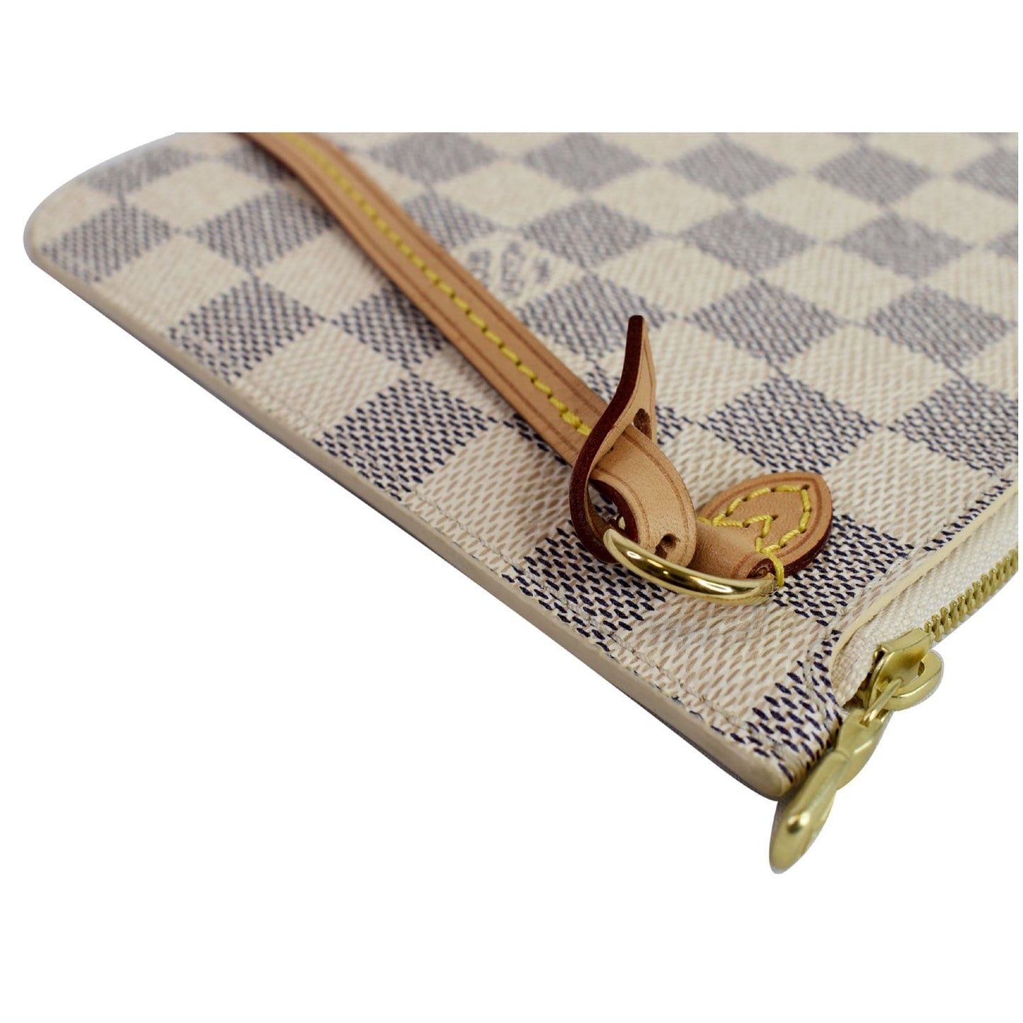 LOUIS VUITTON Pochette Wristlet Pouch Damier Azur Neverfull MM White
