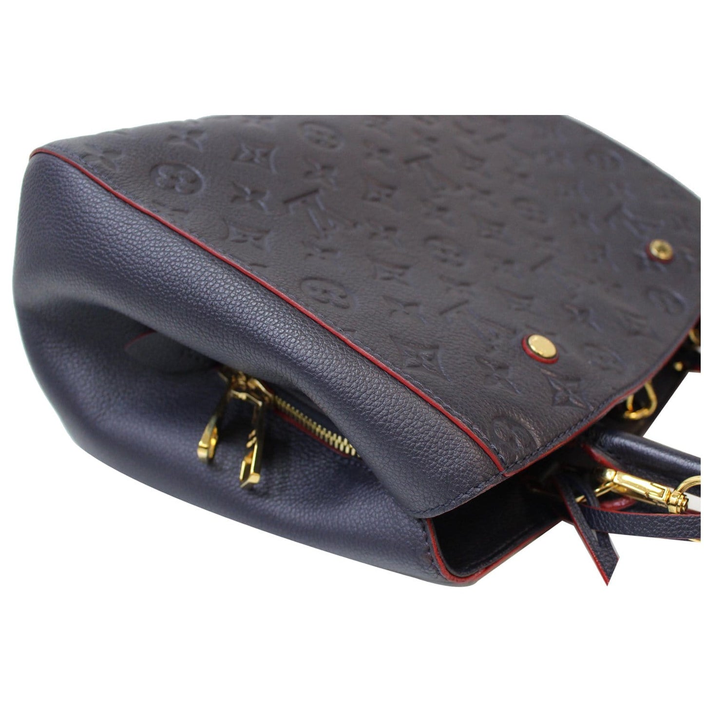 LOUIS VUITTON Montaigne MM Monogram Empreinte Shoulder Bag Blue