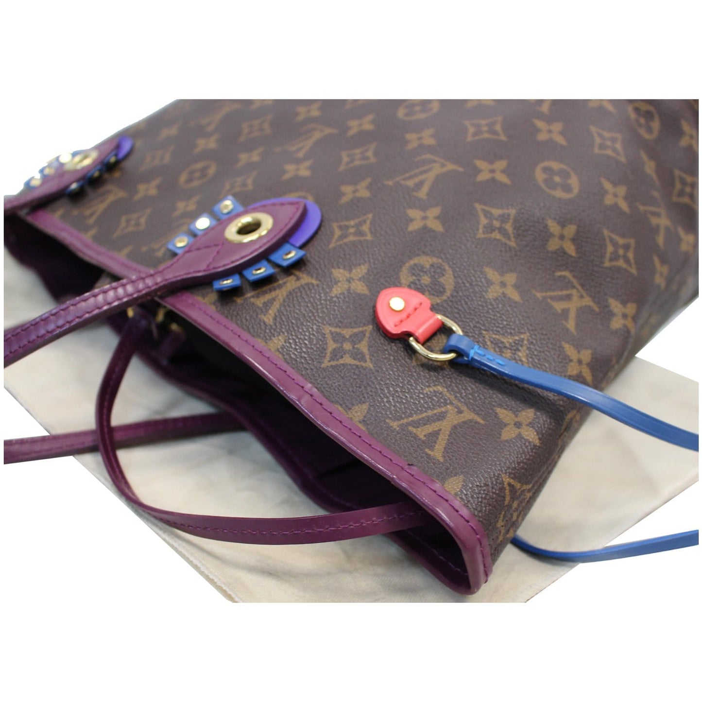 LOUIS VUITTON Neverfull MM Totem Monogram Canvas Tote Shoulder Bag Purple