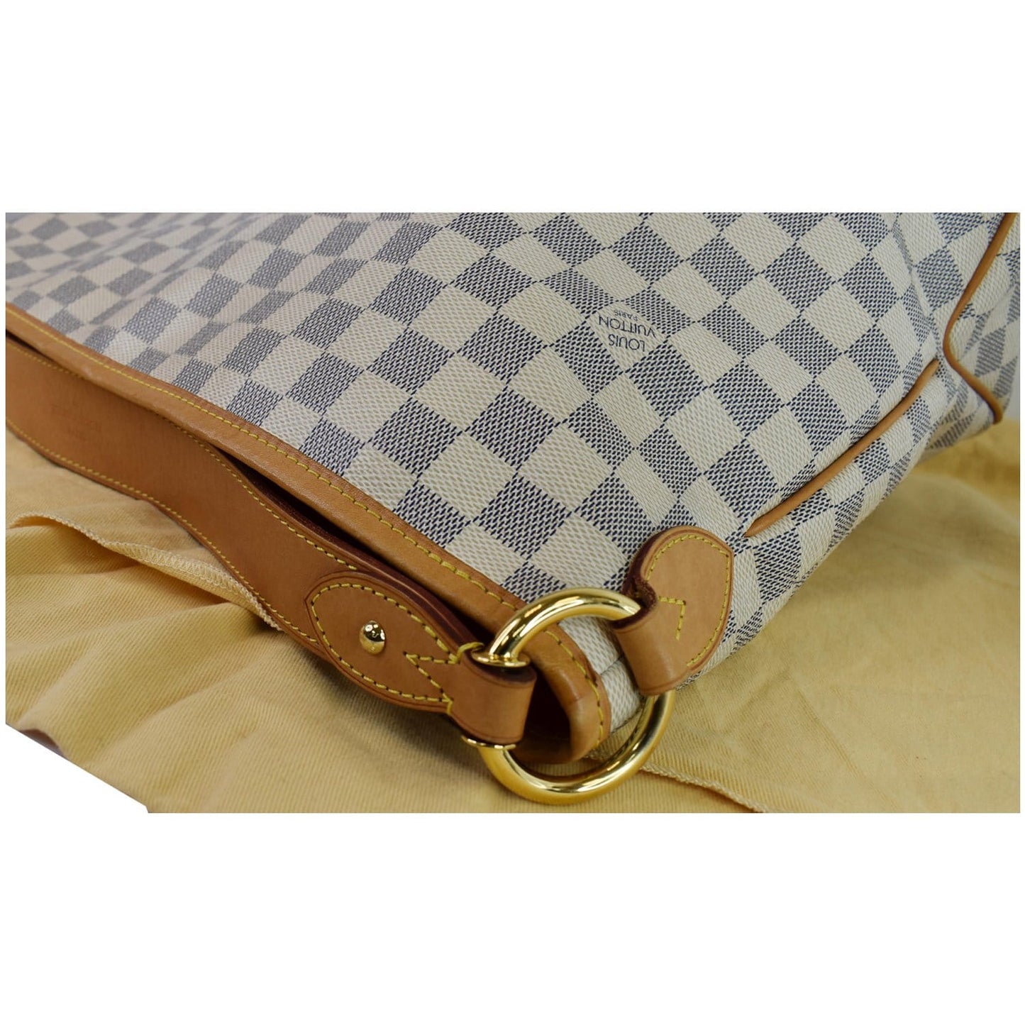 LOUIS VUITTON Delightful MM Damier Azur Hobo Shoulder Bag White