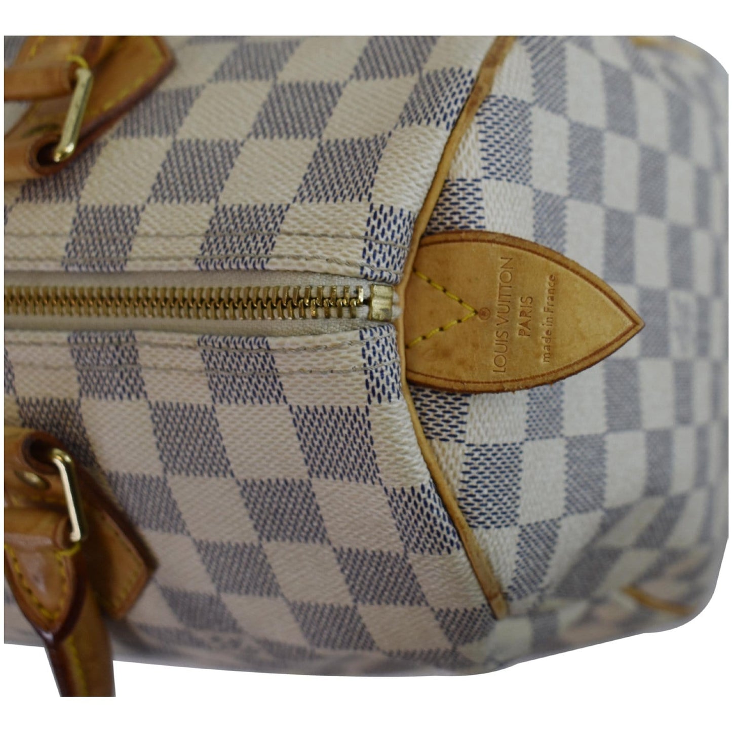 LOUIS VUITTON Speedy 30 Damier Azur Satchel Bag White