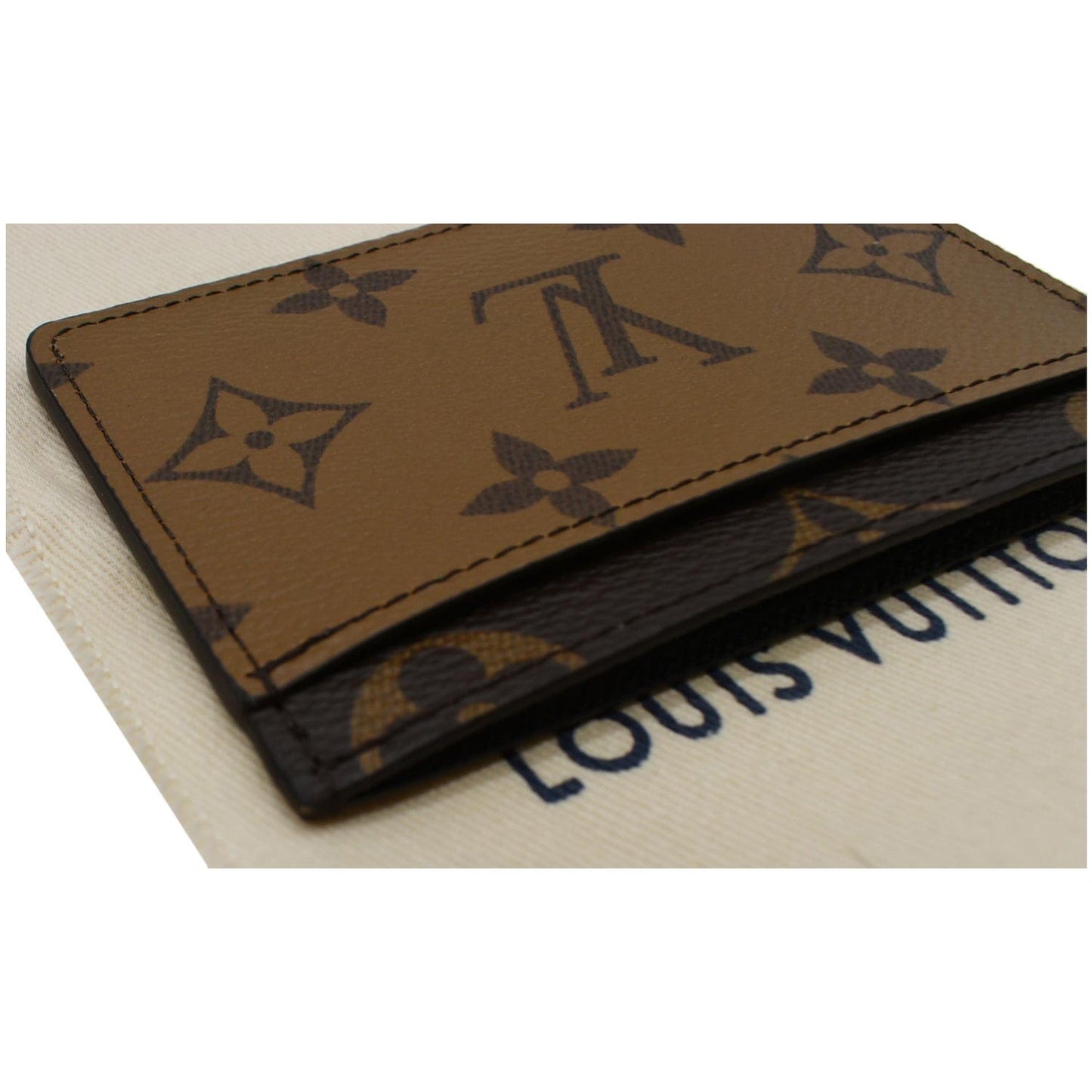 LOUIS VUITTON Reverse Monogram Canvas Card Holder Brown