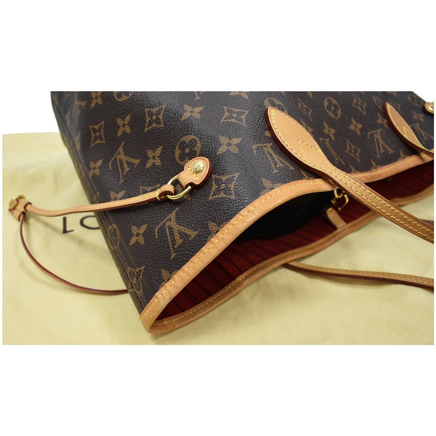 LOUIS VUITTON Neverfull MM Monogram Canvas Tote Shoulder Bag Brown