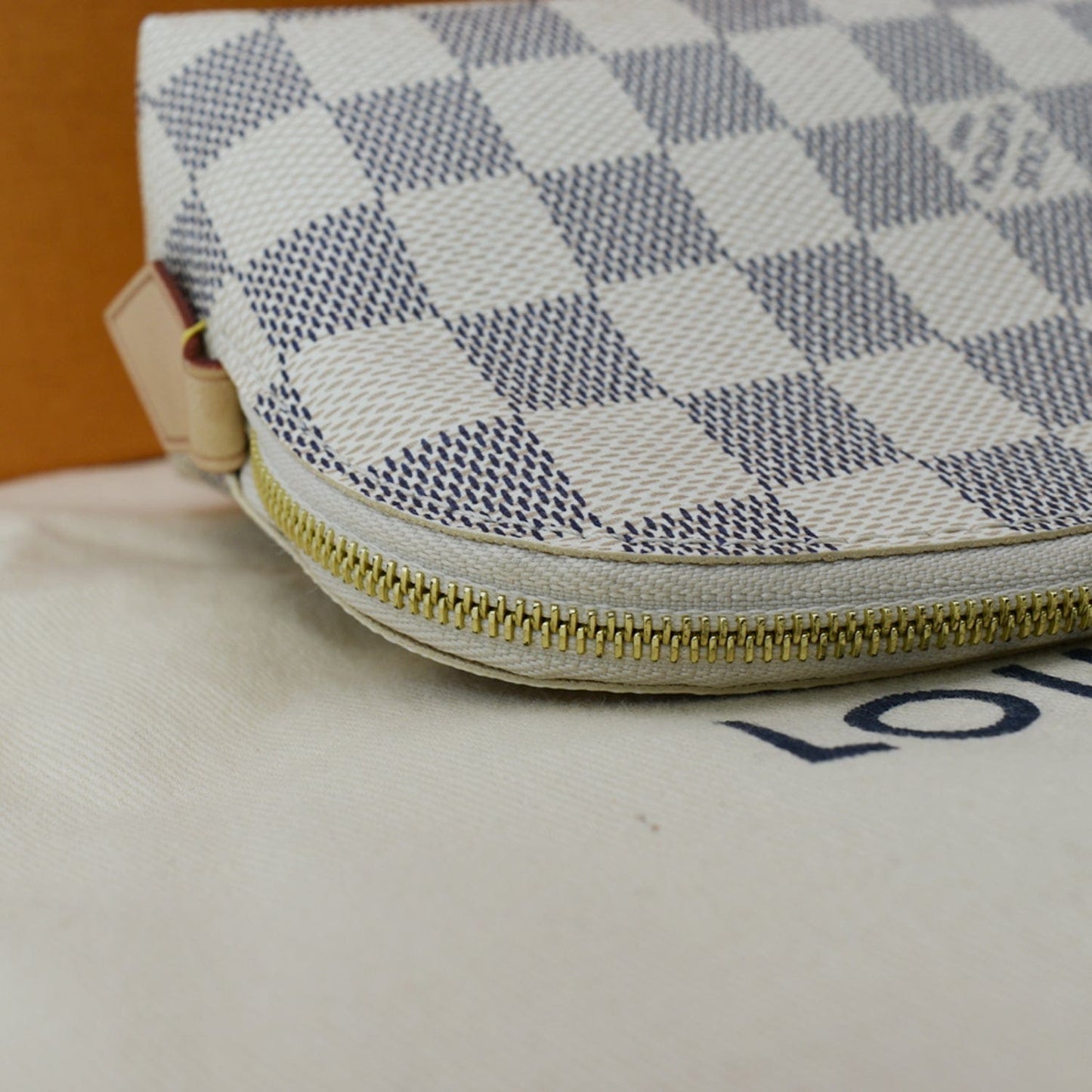 LOUIS VUITTON Damier Azur Cosmetic Pouch White