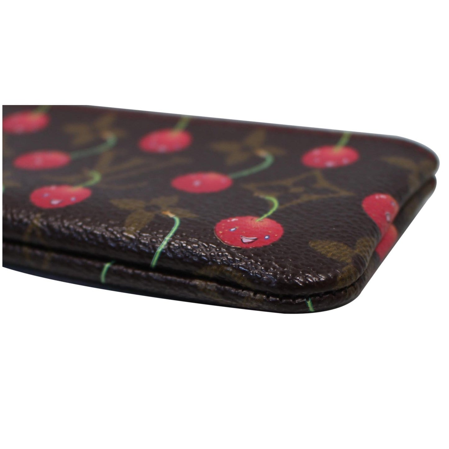 LOUIS VUITTON Key Pouch Cerises Cherry Monogram Coin Purse Brown