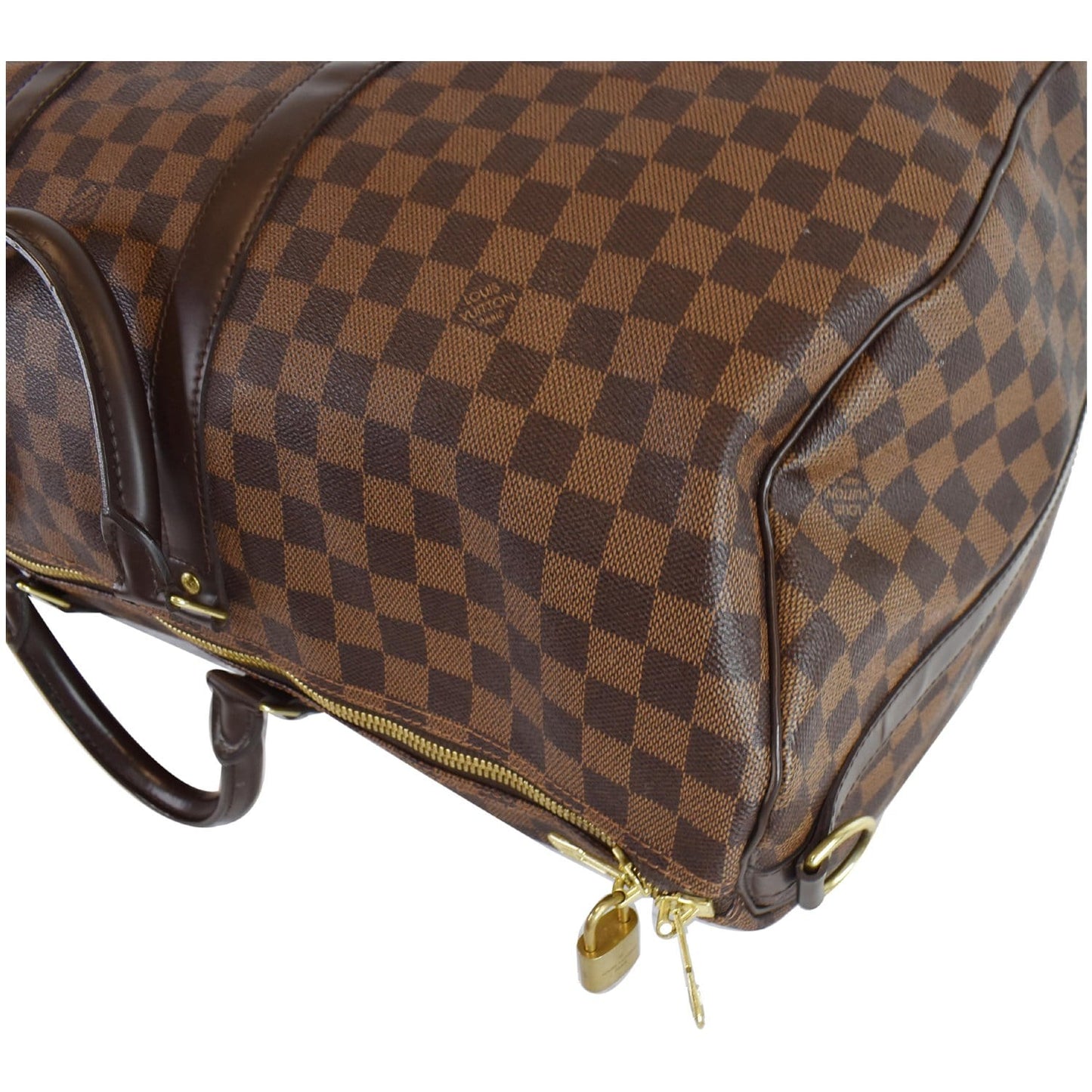 LOUIS VUITTON Keepall Bandouliere 55 Damier Ebene Travel Bag Brown