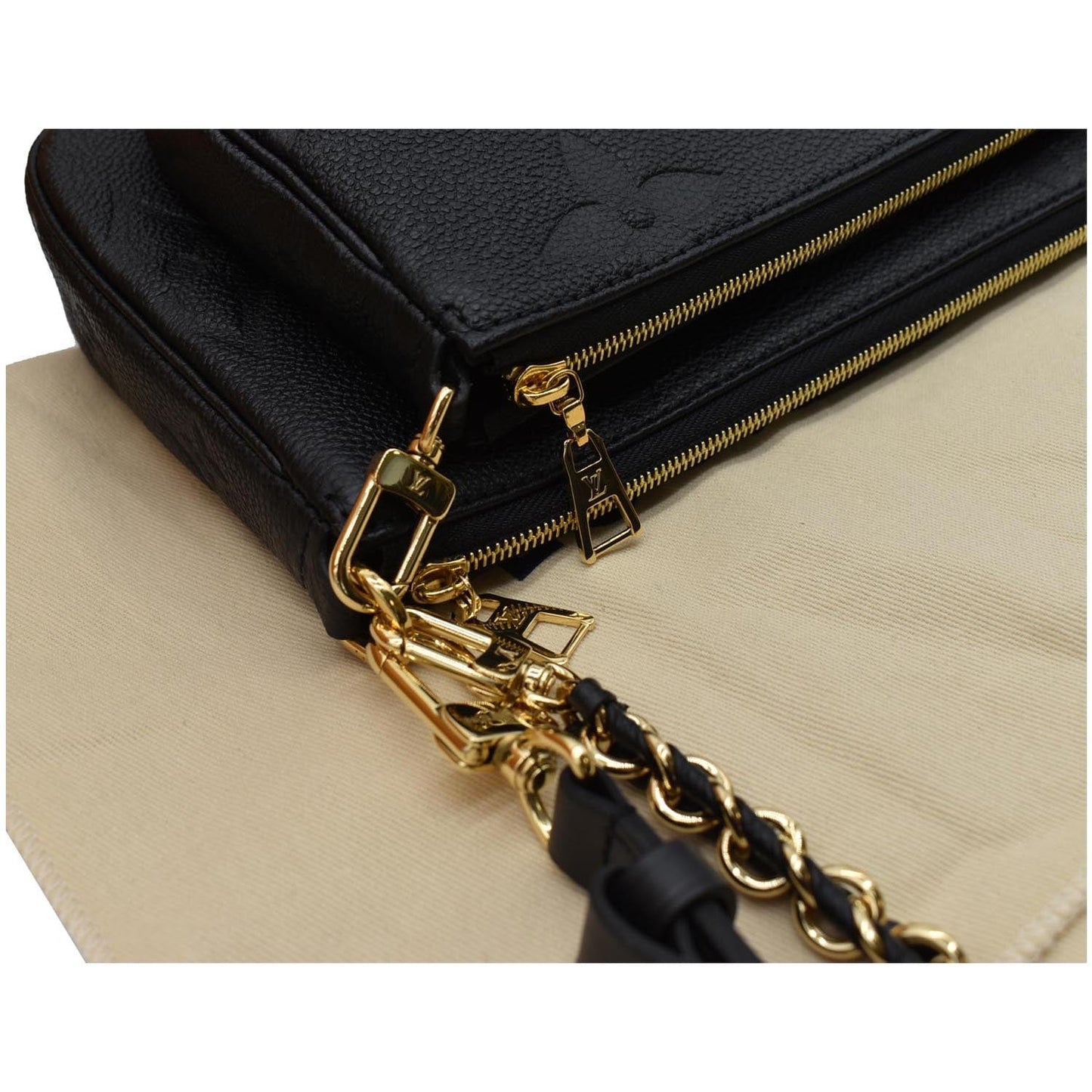 LOUIS VUITTON Multi Pochette Empreinte Leather Accessories Bag Black