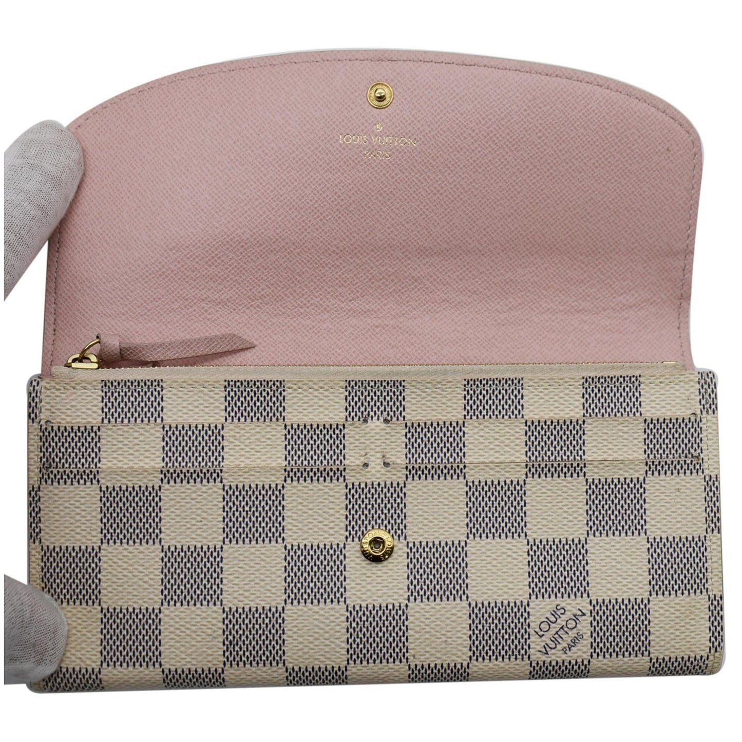 LOUIS VUITTON Emilie Damier Azur Wallet Rose Ballerine