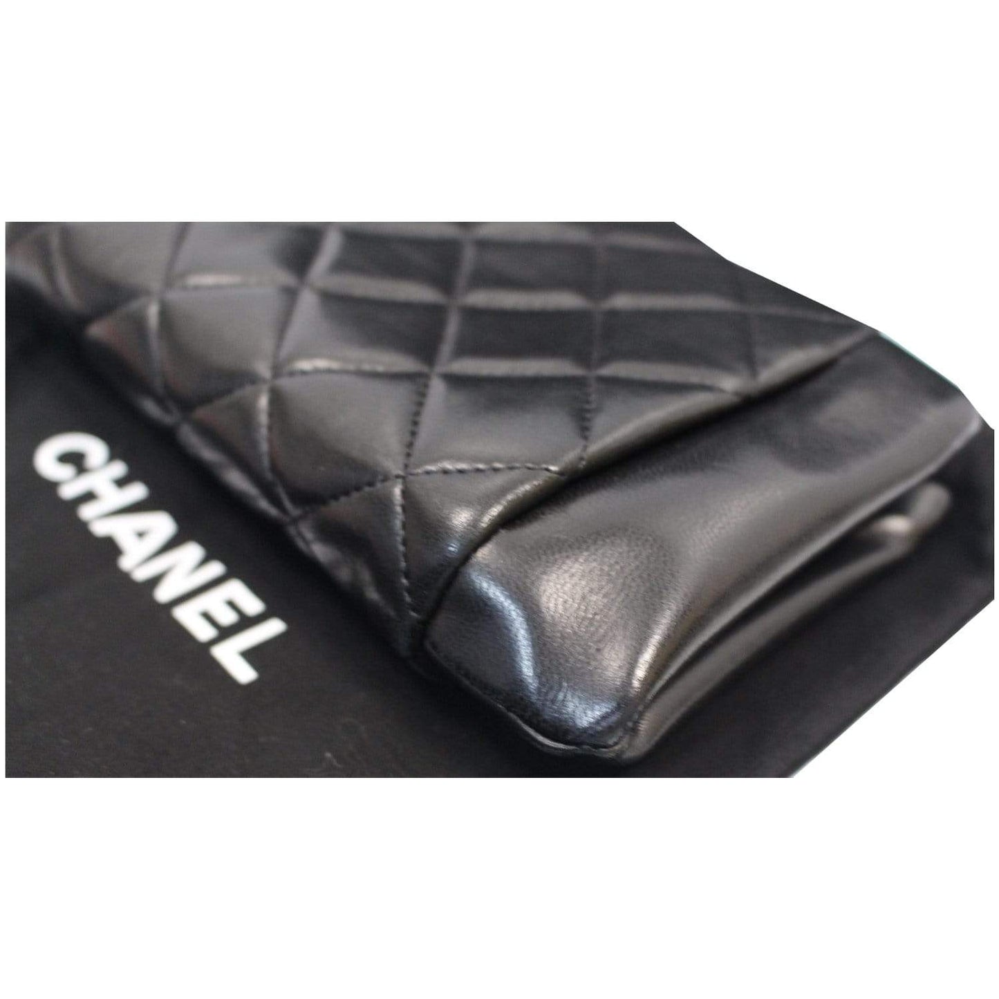 CHANEL Timeless CC Lock Lambskin Leather Clutch Bag Black - 25% OFF