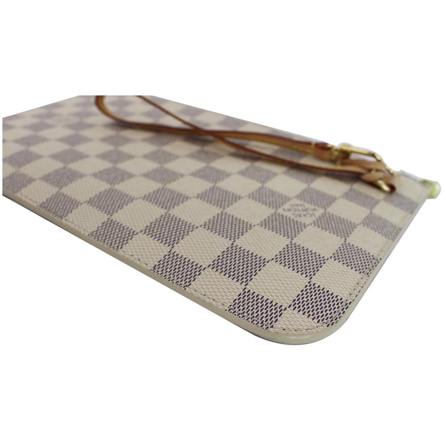 LOUIS VUITTON Pochette Wristlet Pouch Damier Azur Neverfull MM White