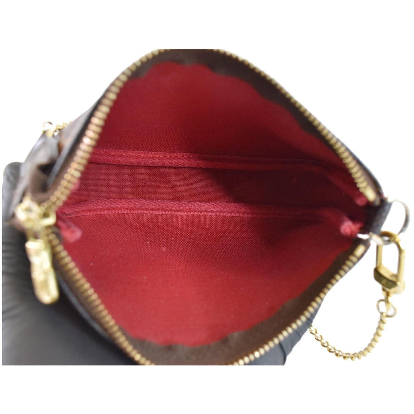 LOUIS VUITTON Mini Pochette Damier Ebene Pouch Brown