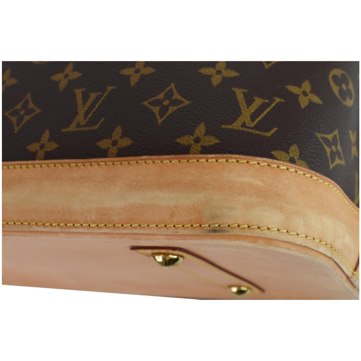 LOUIS VUITTON Alma Large Monogram Canvas Satchel Bag Brown