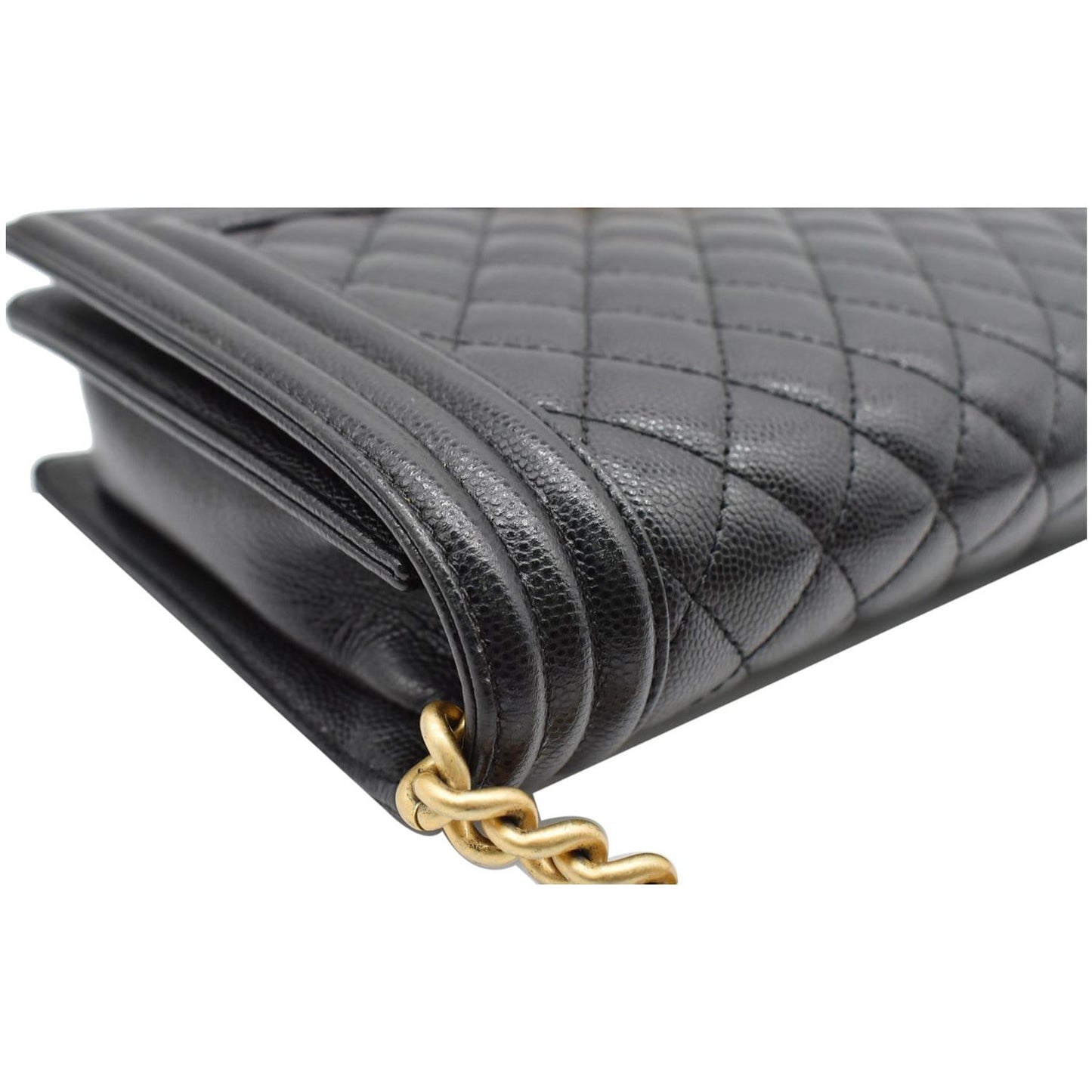 CHANEL Medium Boy Flap Caviar Leather Shoulder Bag Black