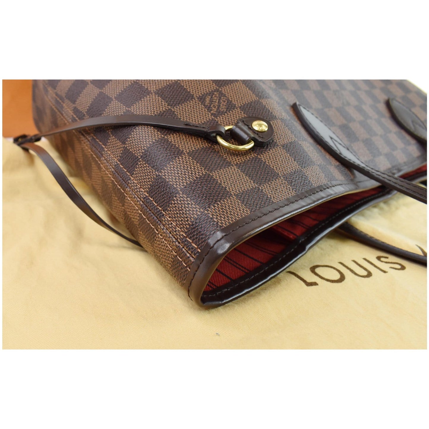 LOUIS VUITTON Neverfull MM Damier Ebene Shoulder Bag Brown