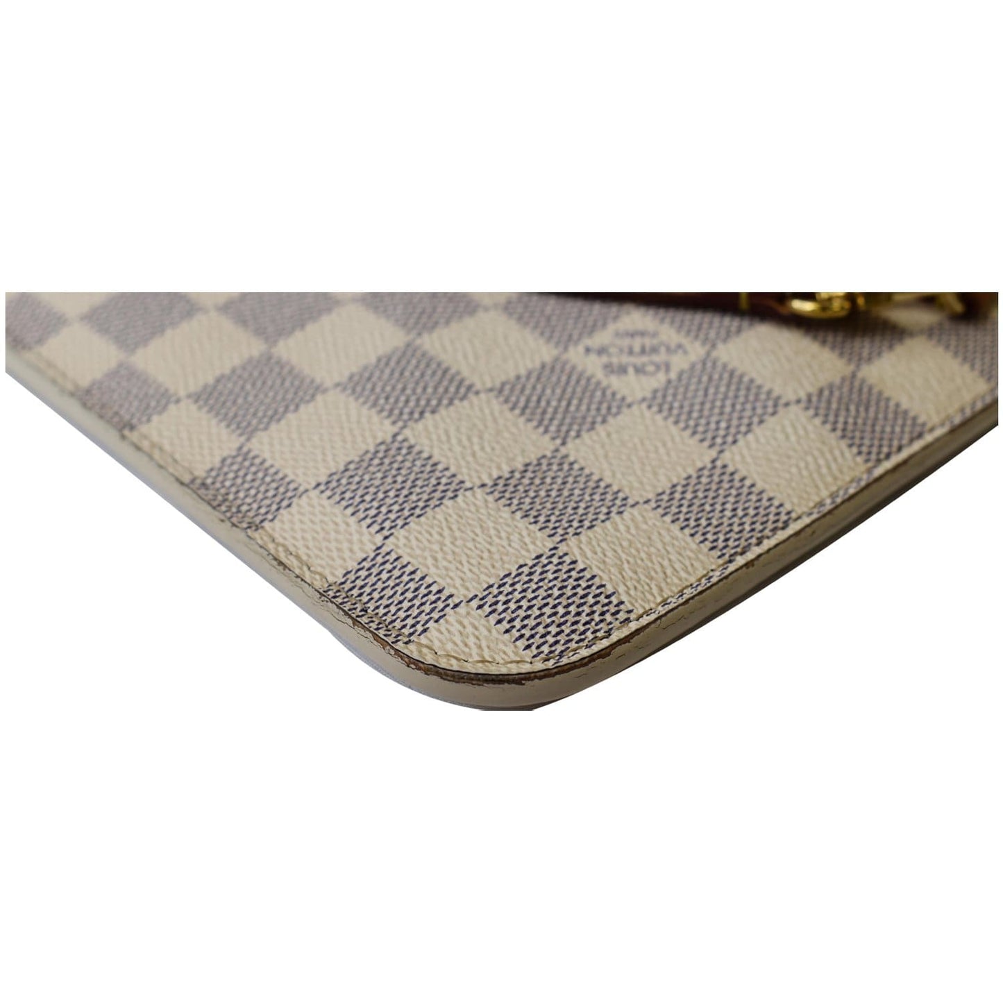 LOUIS VUITTON Pochette Wristlet Pouch Damier Azur Neverfull MM White