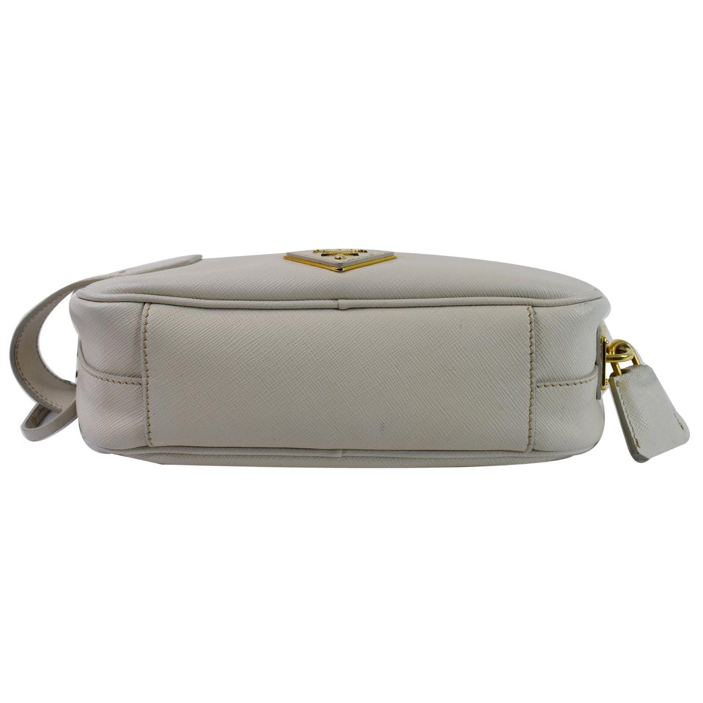 PRADA Lux Pochette Cammeo Saffiano Leather Pouch Bag Talco - Last Call