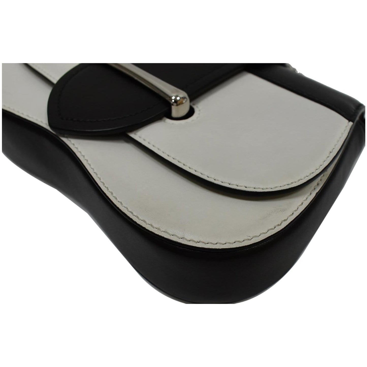 PRADA City Sidonie Small Leather Crossbody Bag Black/White - Last Call