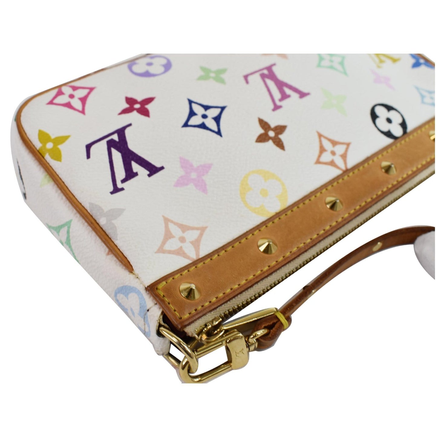 LOUIS VUITTON Pochette Accessories Multicolor Monogram Pouch White