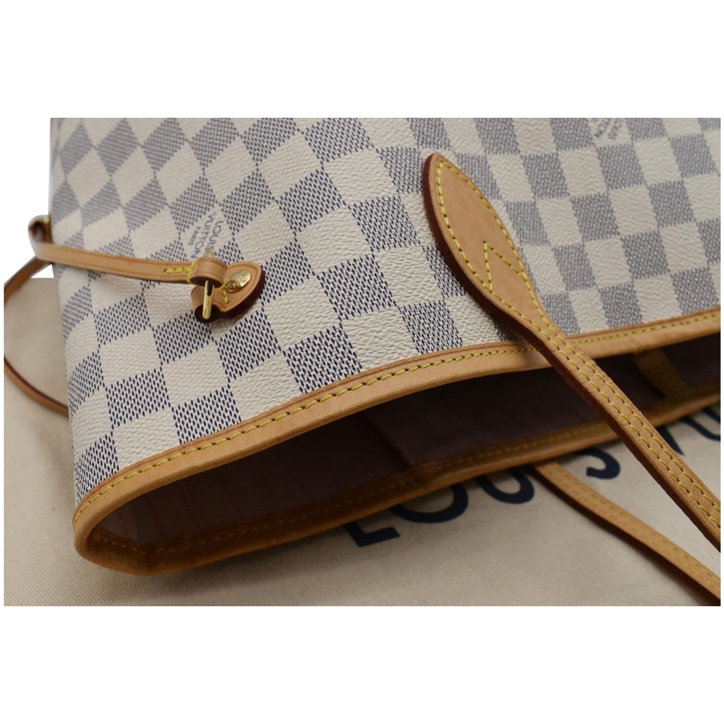 LOUIS VUITTON Neverfull MM Damier Azur Tote Bag Rose Ballerine