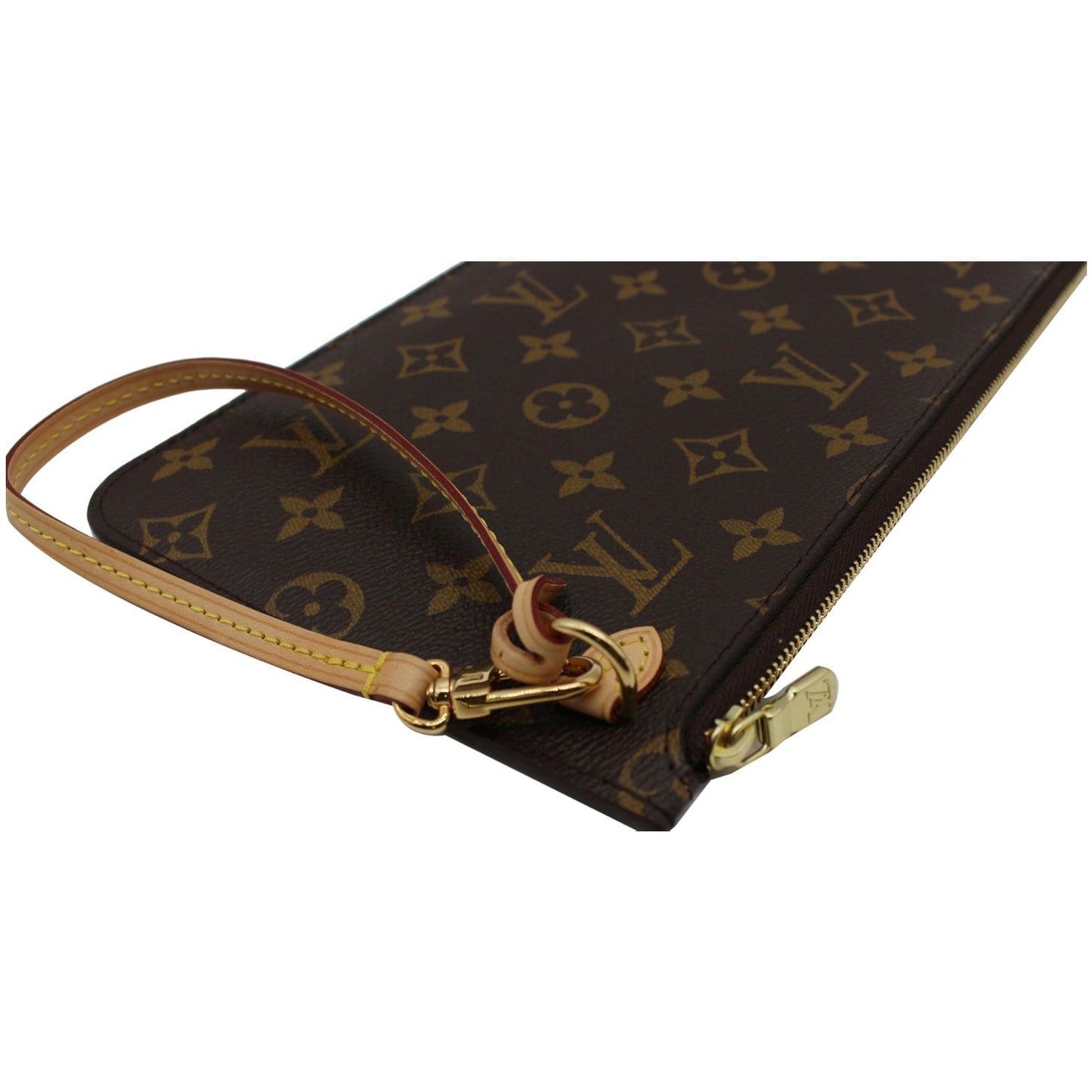 LOUIS VUITTON  Neverfull GM Monogram Canvas Pochette Wristlet Pouch Brown