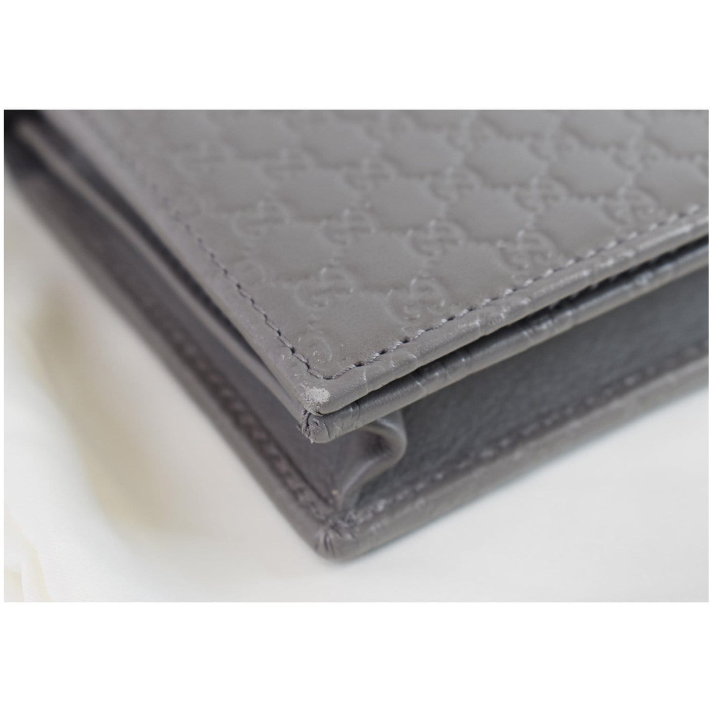 GUCCI Micro Guccissima Leather Crossbody Wallet Grey 466507