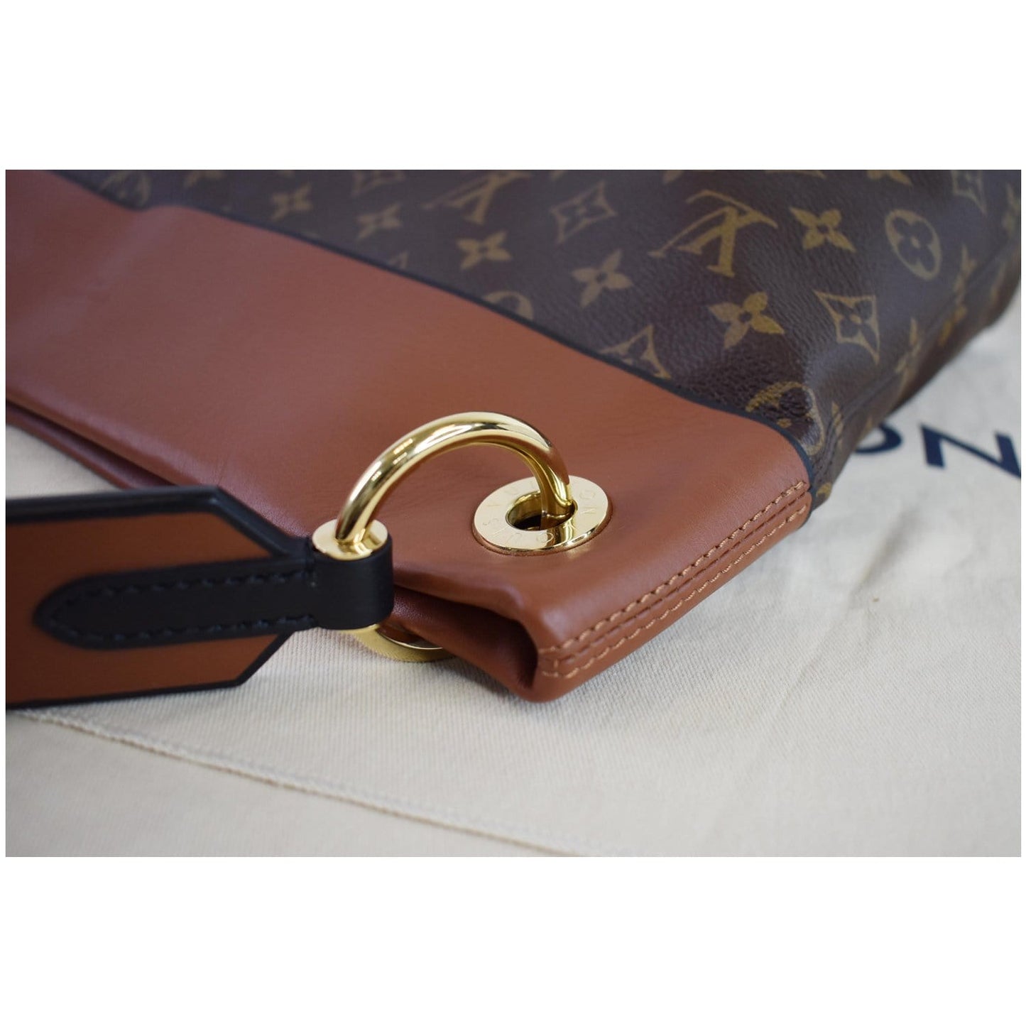 LOUIS VUITTON Tuileries Monogram Canvas Hobo Bag Caramel