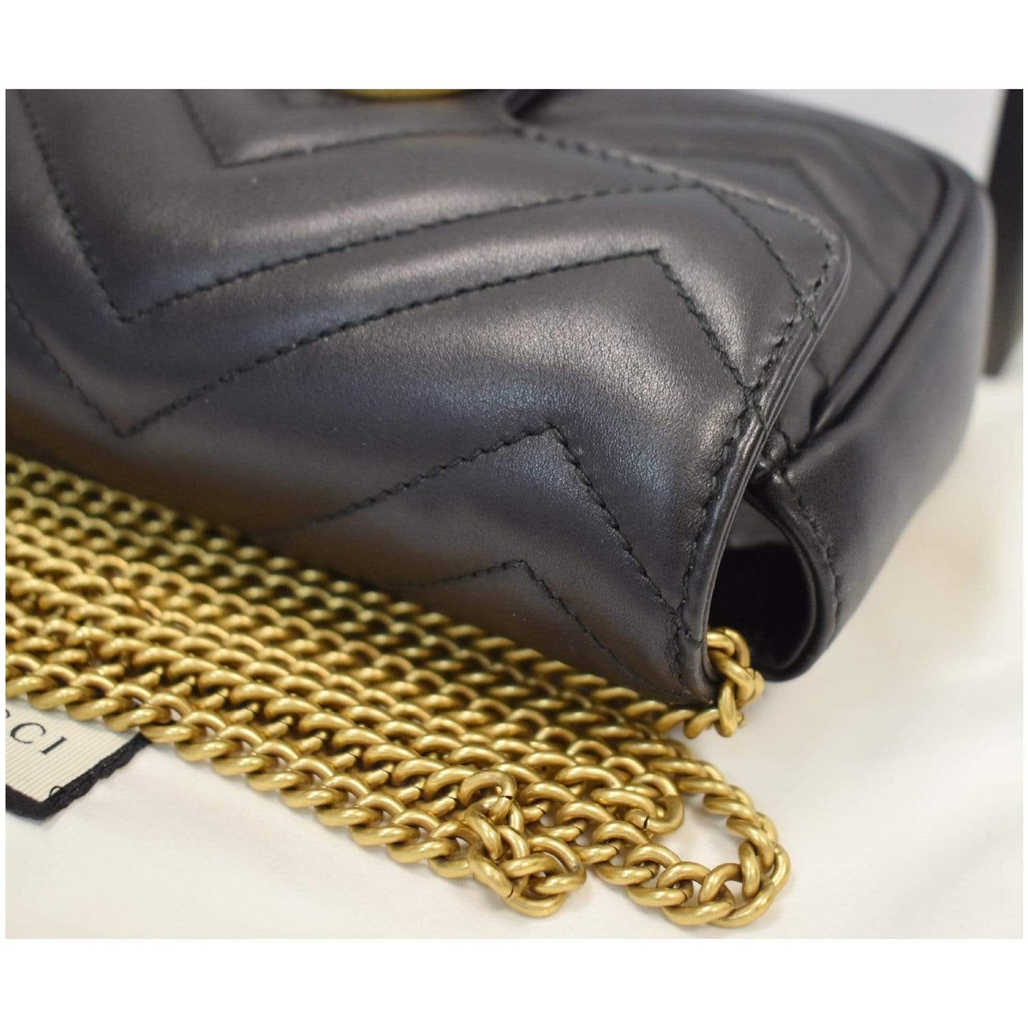 GUCCI GG Marmont Super Mini Leather Crossbody Bag Black 476433