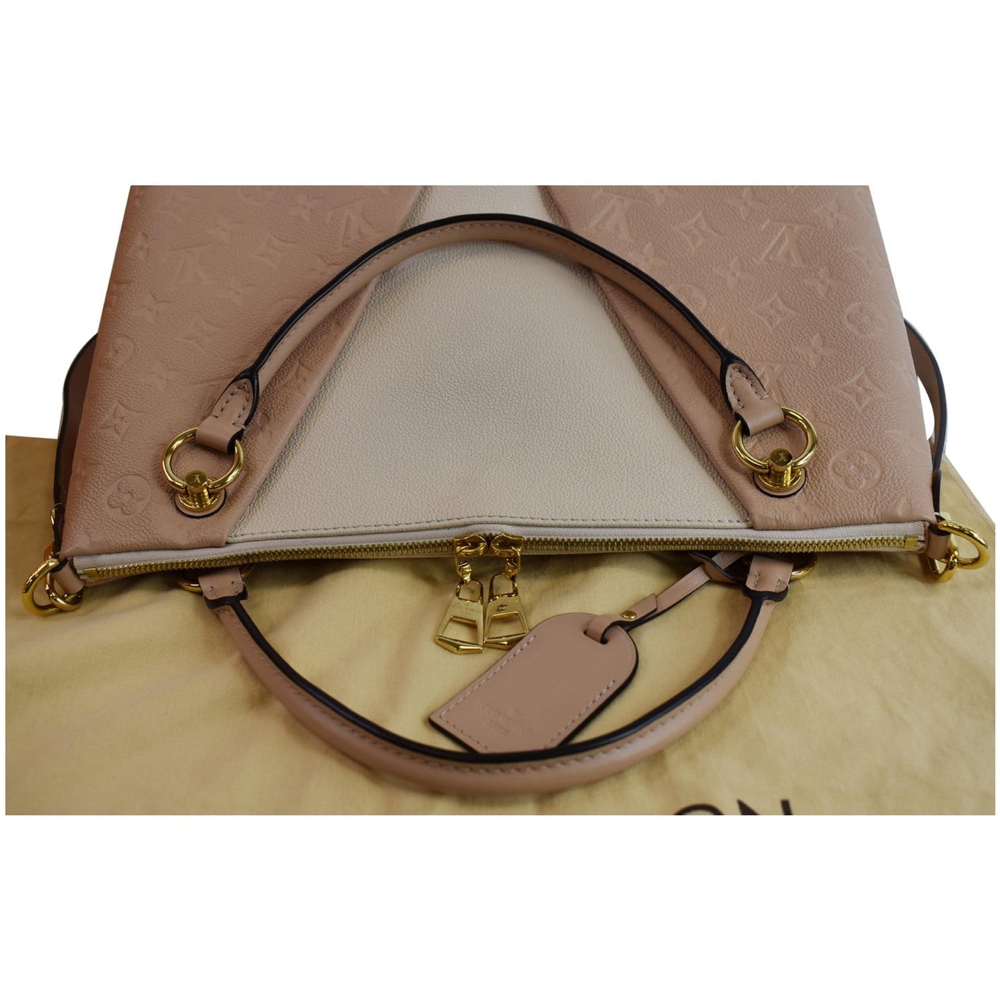 LOUIS VUITTON V MM Monogram Empreinte Tote Shoulder Bag Rose