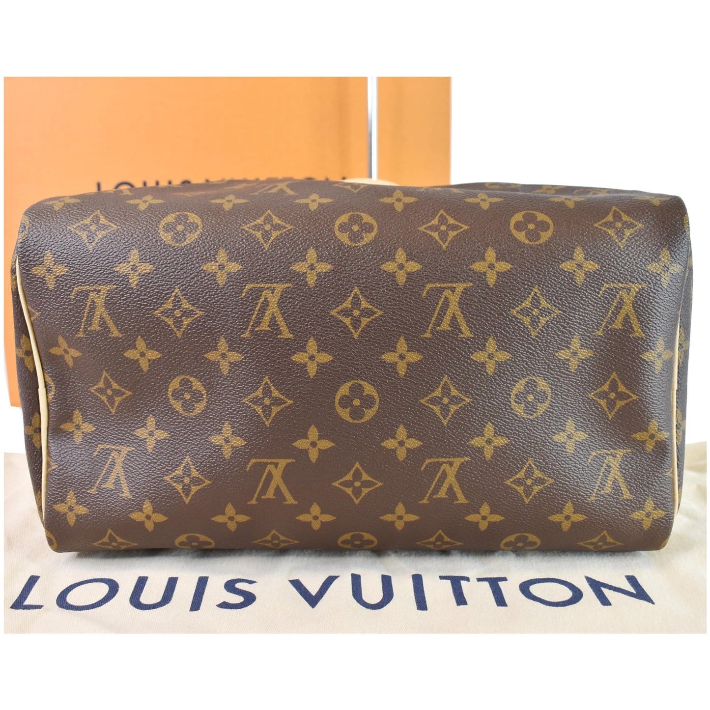 LOUIS VUITTON Speedy 30 Monogram Canvas Satchel Bag Brown