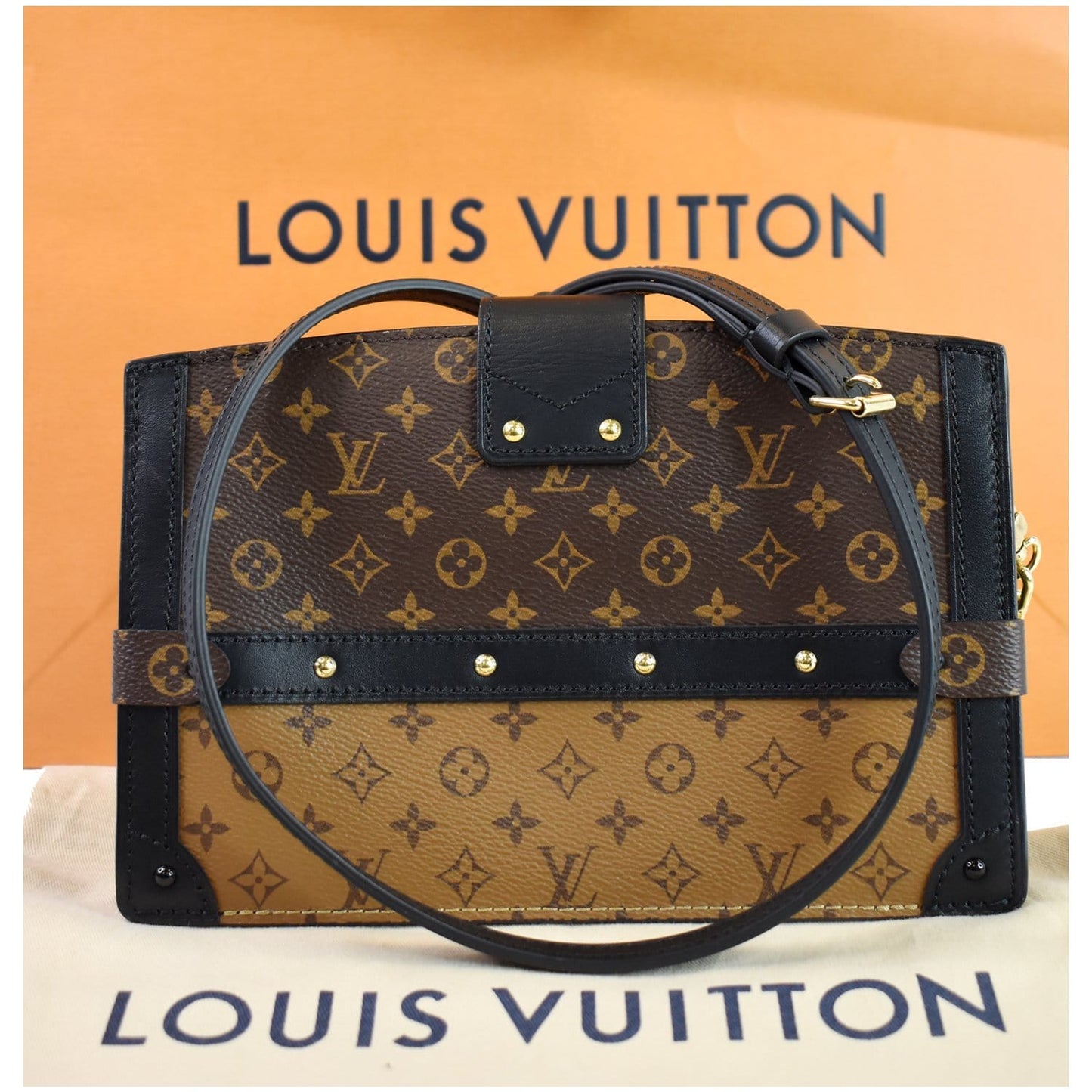 LOUIS VUITTON Petit Soft Malle Reverse Monogram Clutch Shoulder Bag Brown - 15% OFF
