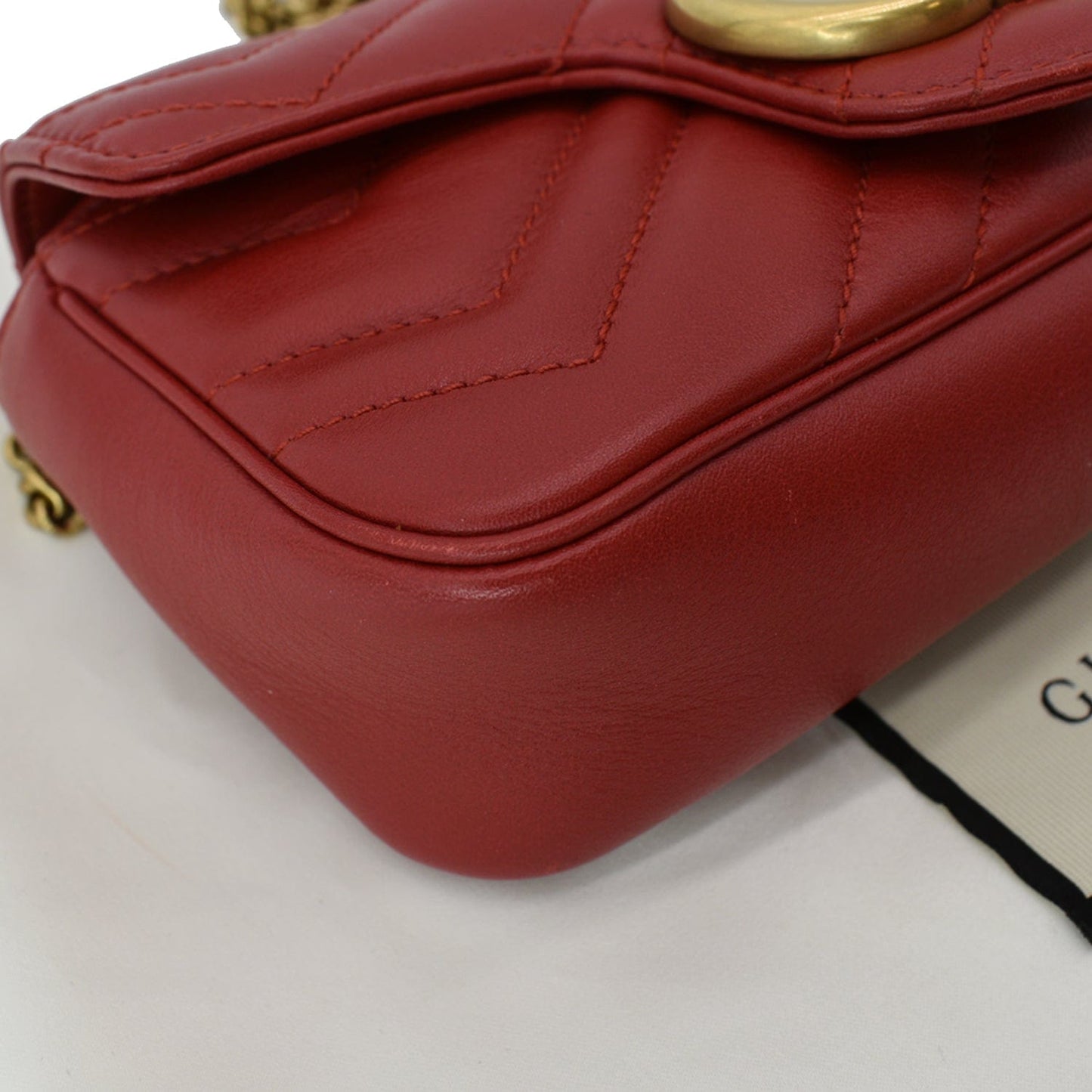 GUCCI GG Marmont Super Mini Leather Crossbody Bag Red 476433