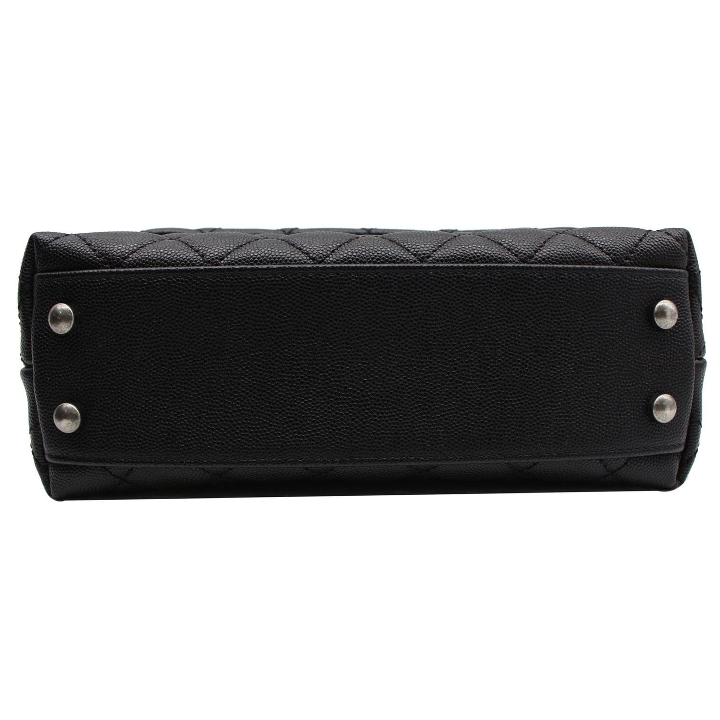 CHANEL Coco Mini Top Lizard Handle Caviar Leather Shoulder Bag Black