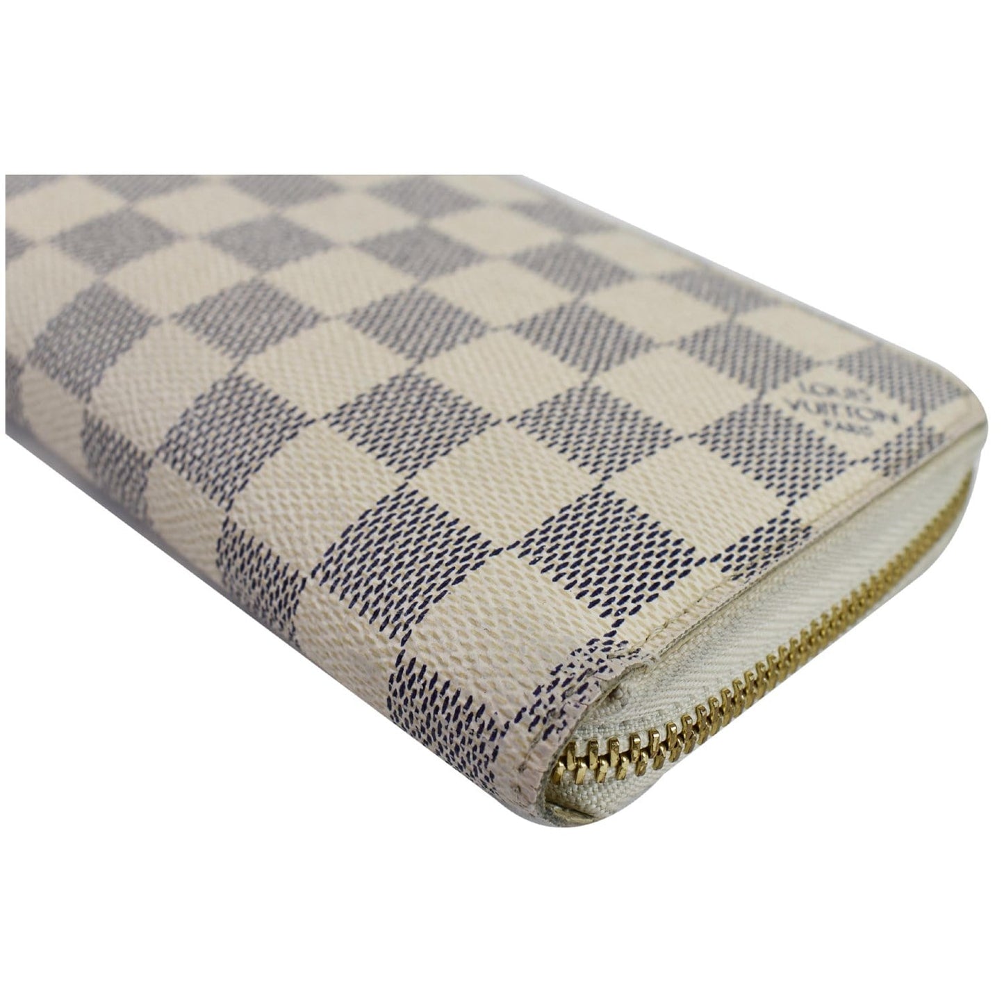 LOUIS VUITTON Damier Azur Zippy Wallet White