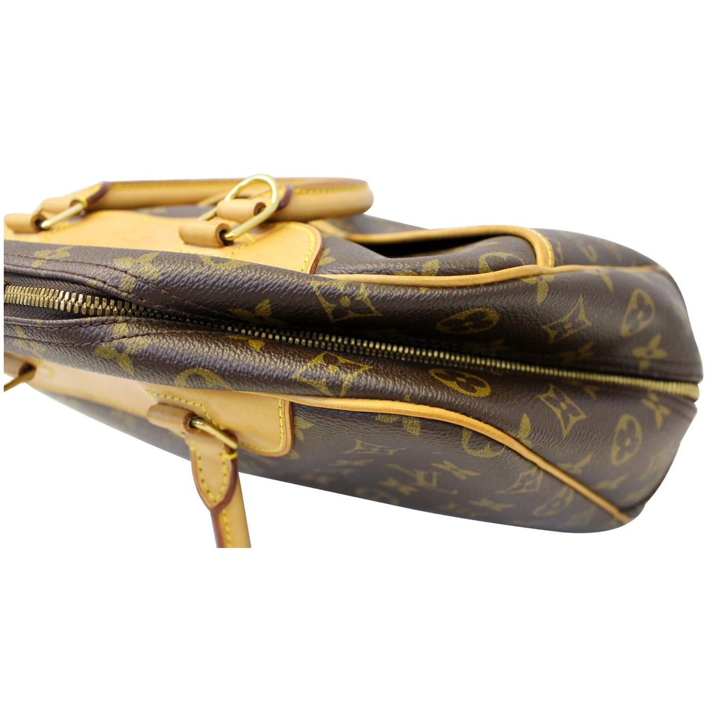 LOUIS VUITTON Deauville Monogram Canvas Boston Satchel Bag Brown