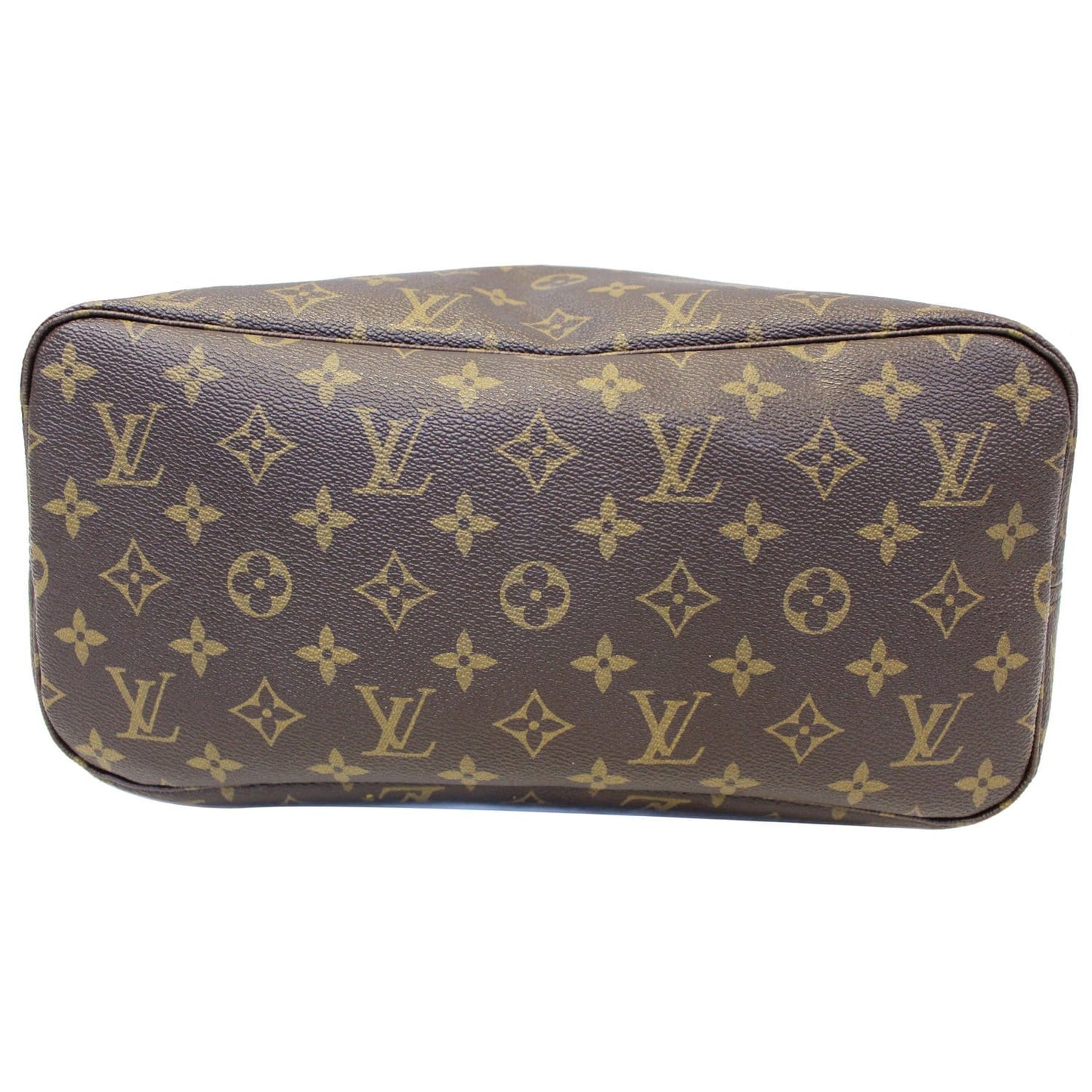 LOUIS VUITTON Neverfull MM Monogram Canvas Tote Bag Brown/Red